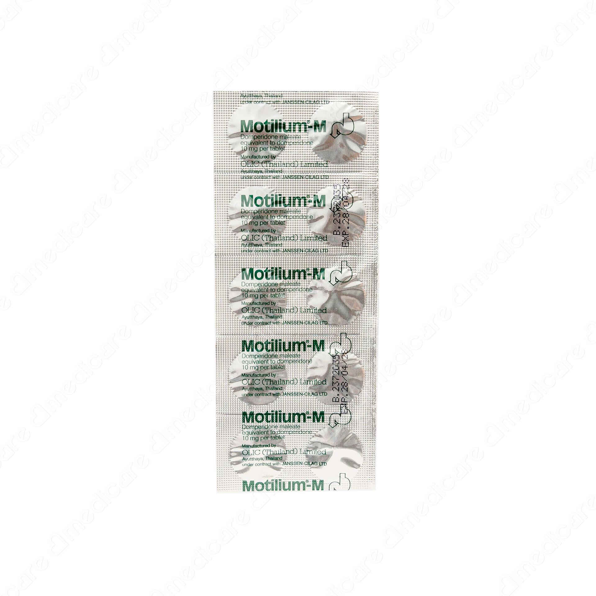 Thuốc Motilium-M được sản xuất bởi Olic (Thailand), có thành phần chính là domperidon maleat dùng chỉ định trong điều trị triệu chứng nôn và buồn nôn.
