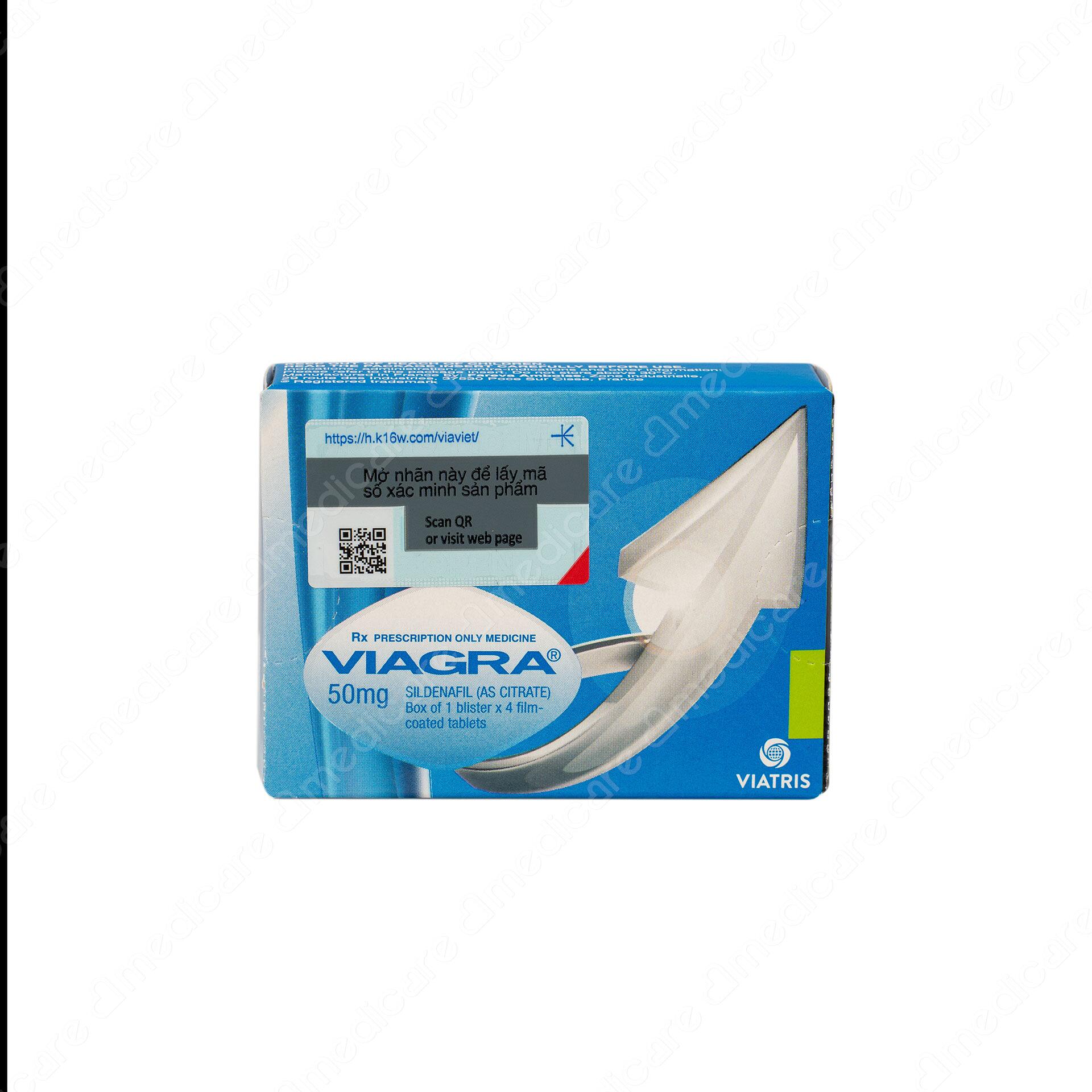 VIAGRA 50mg của công ty Pfizer Australia, thành phần chính là sildenafil citrate, là thuốc dùng để điều trị các rối loạn cương dương cho nam giới trưởng thành. Thuốc được bào chế dưới dạng viên nén bao phim hình kim cương tròn, màu xanh, thuốc thường được uống trước khi quan hệ tình dục 1 giờ.