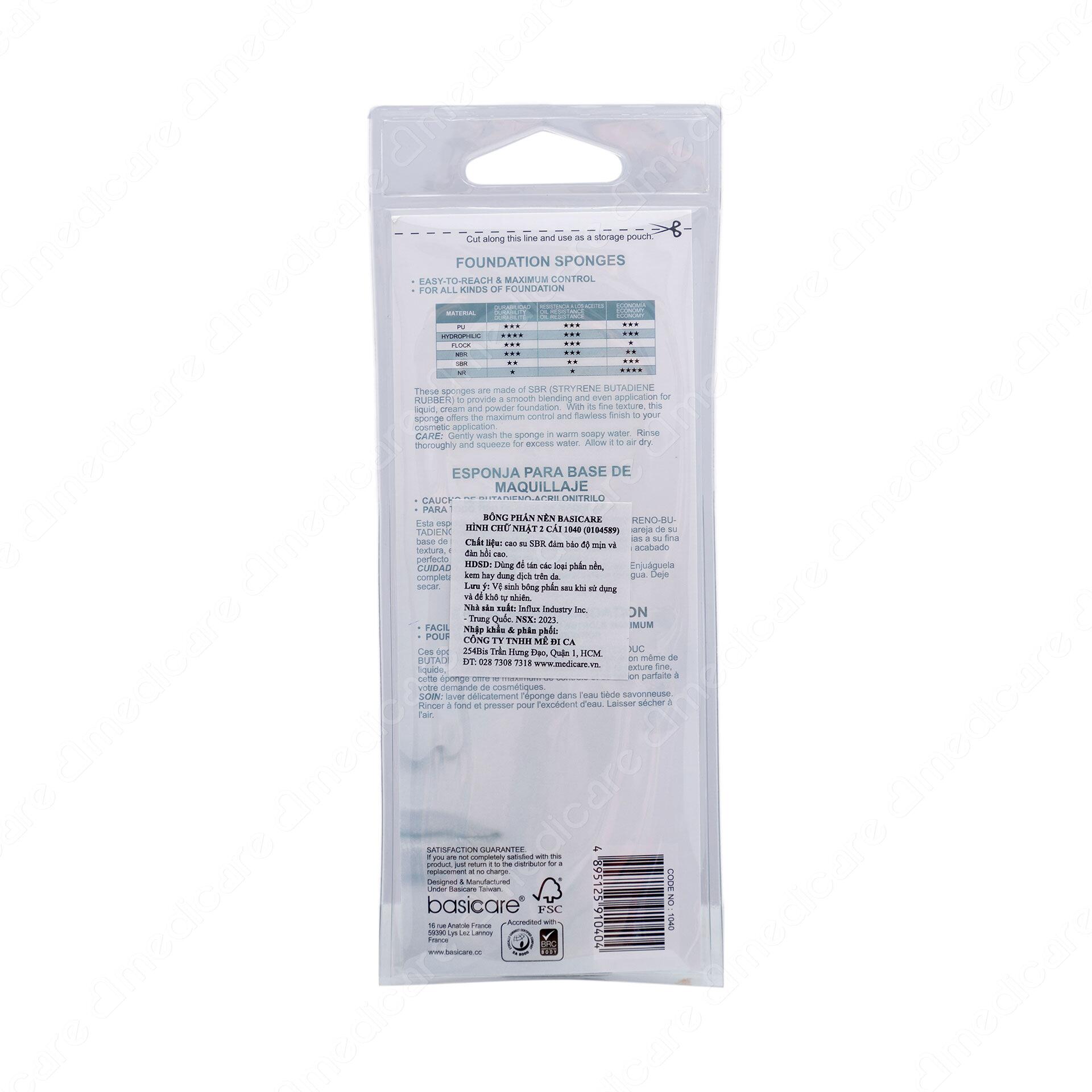 Bông Phấn BASICARE Hình Chữ Nhật 1040 được thiết kế nhỏ gọn, tiện dụng, hỗ trợ trang điểm hằng ngày và bỏ vào túi xách khi đi ra ngoài.