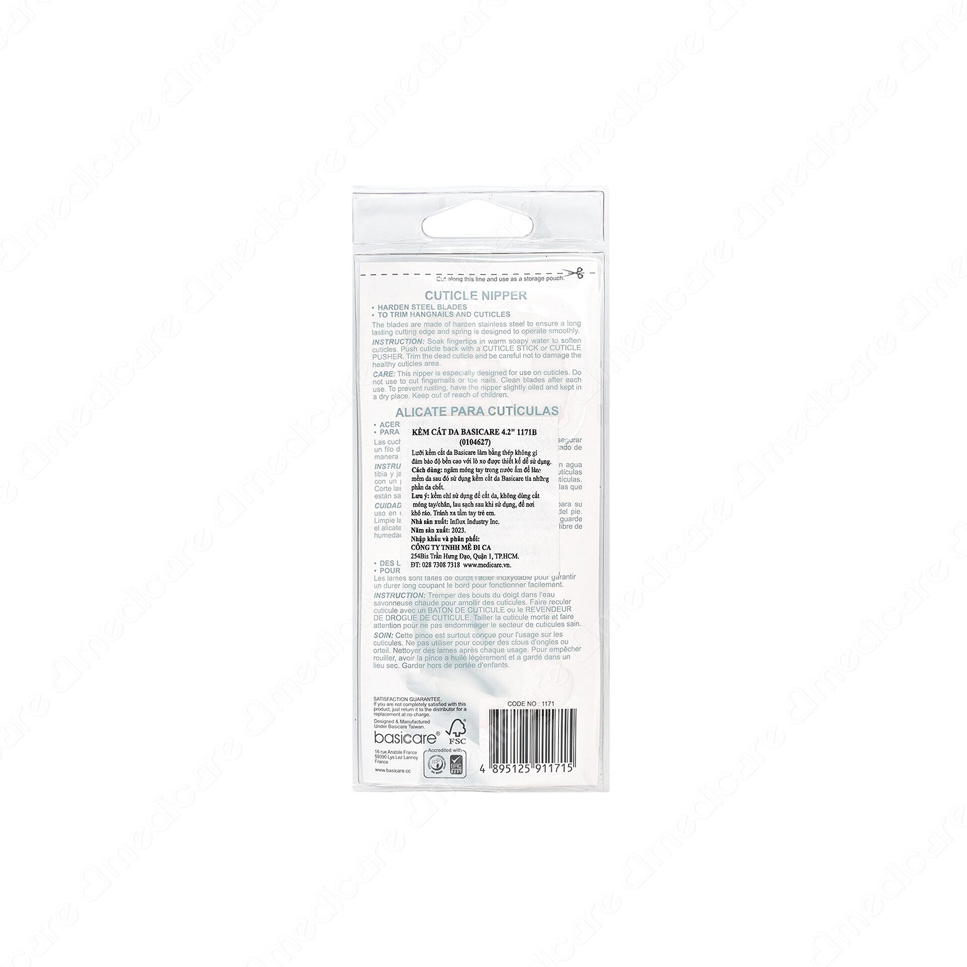 Kềm Cắt Da BASICARE 4.2″ 1171 với lưỡi kềm sắc bén giúp bạn loại bỏ những phần da chết trên bàn tay và bàn chân.