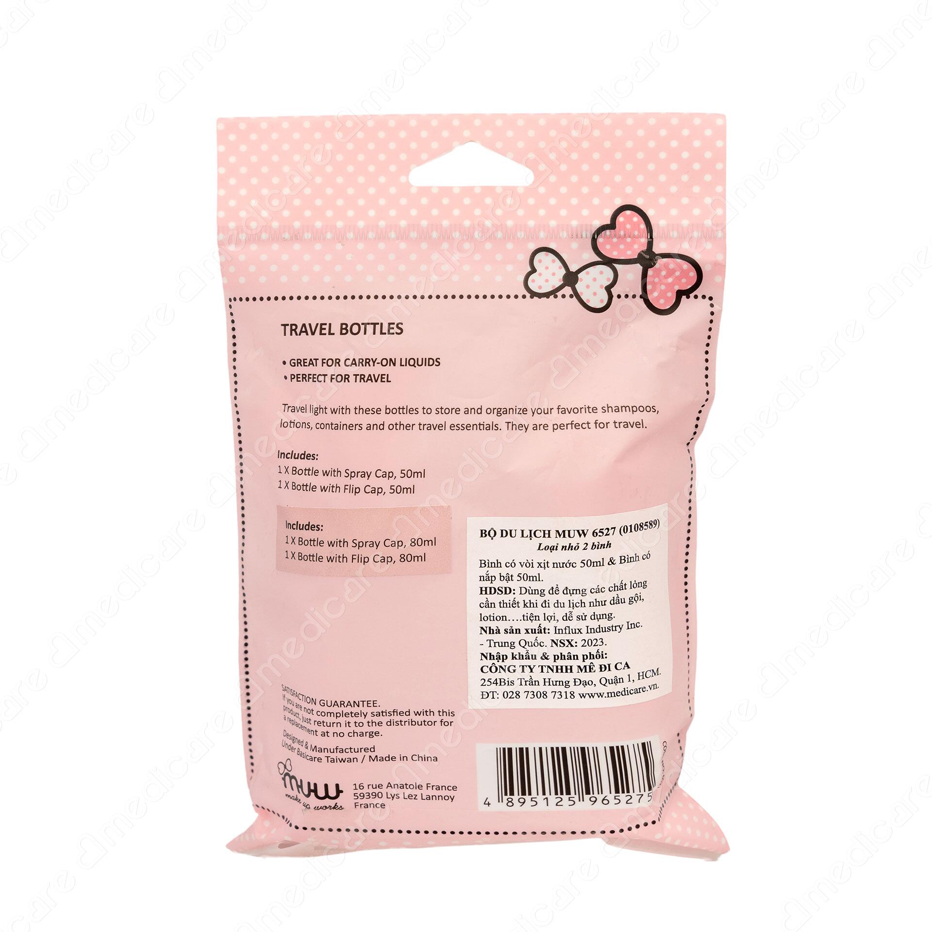 Bộ Chiết Mỹ Phẩm MUW 6527 dùng để chiết và mang theo mỹ phẩm cho những chuyến đi xa ngắn ngày.