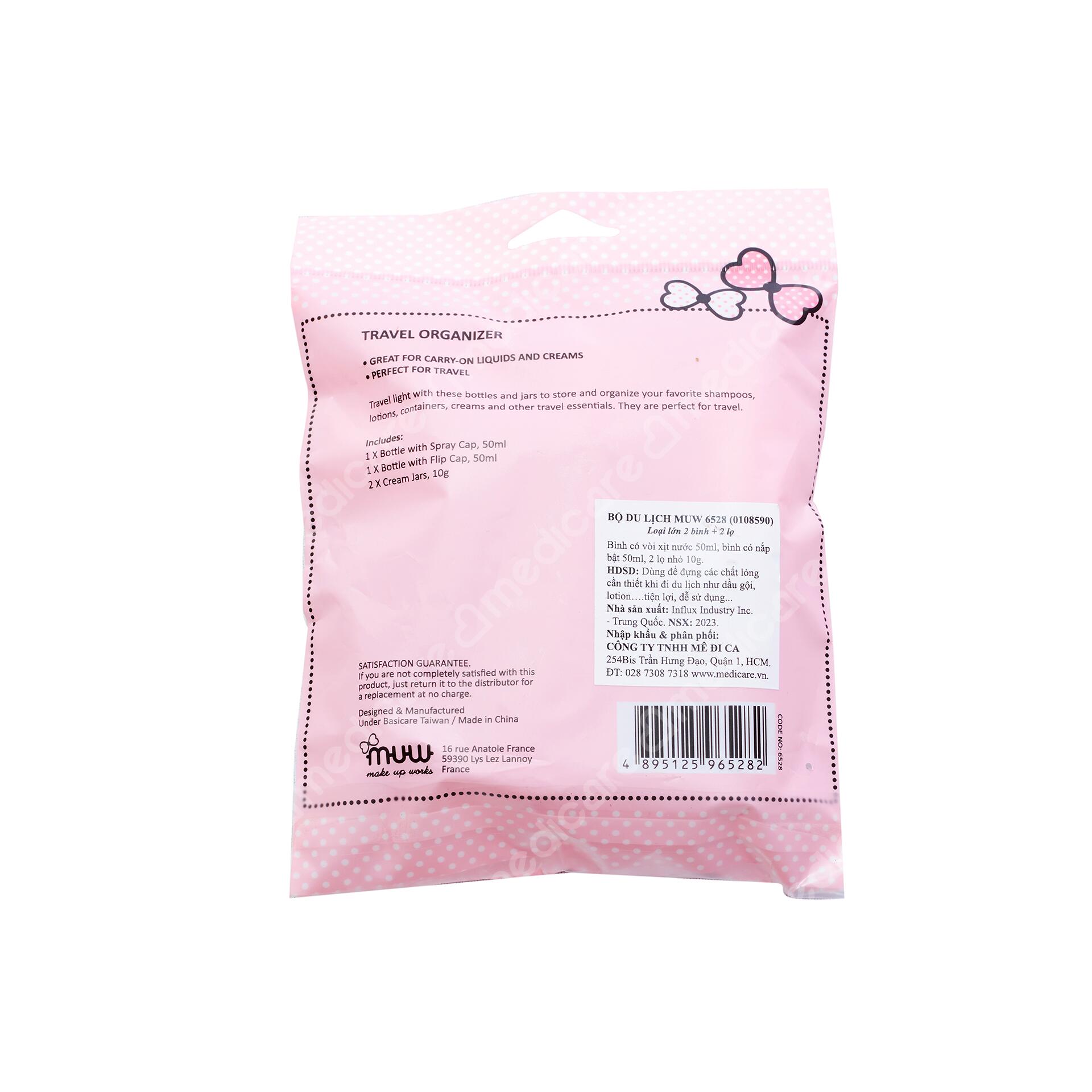 Bộ Chiết Mỹ Phẩm MUW 6528 dùng để chiết và mang theo mỹ phẩm cho những chuyến đi xa ngắn ngày.