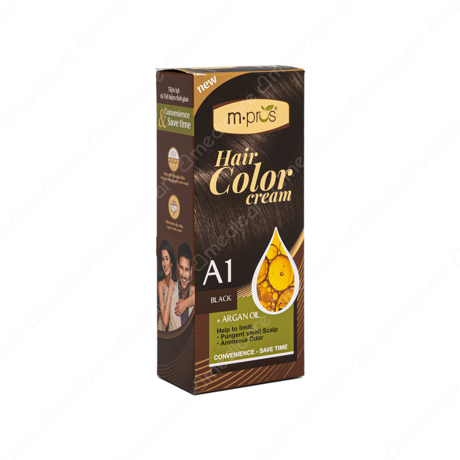 Kem Nhuộm Phủ Bạc M.PROS A1 Đen | 60mlx2