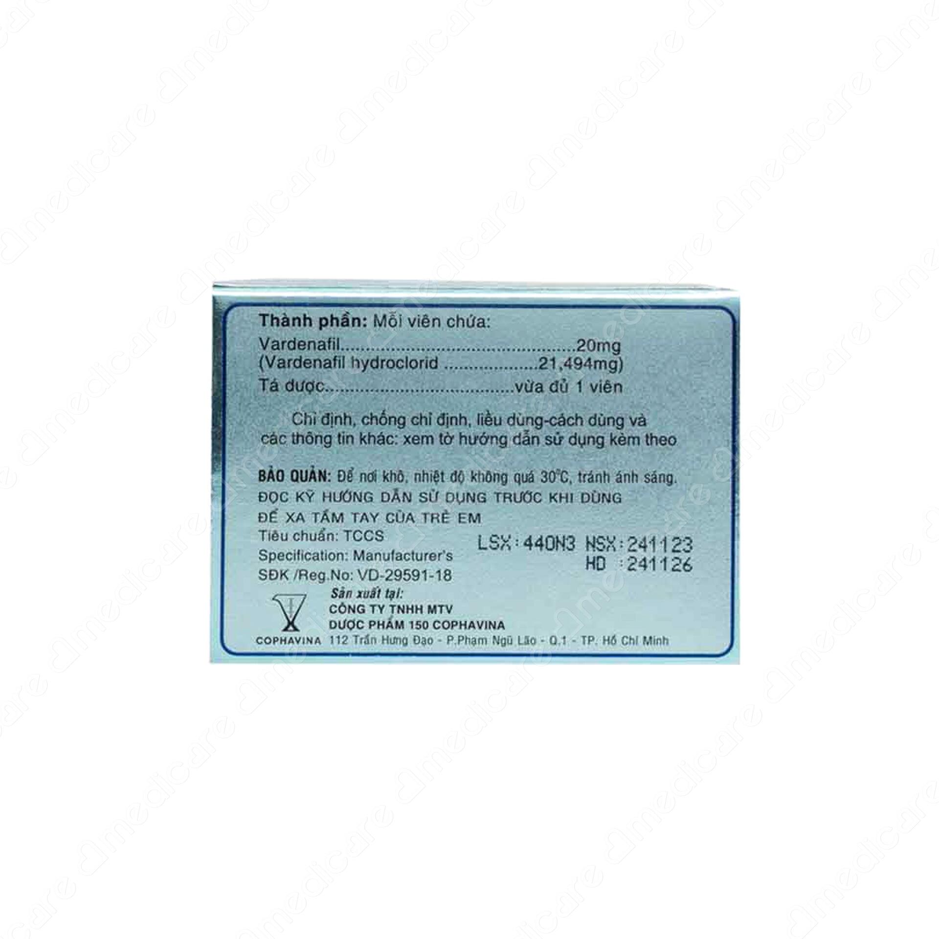 Thuốc Levina là thuốc kê đơn có chứa hoạt chất Vardenafil có tác dụng trong điều trị tình trạng rối loạn cương dương, xuất tinh sớm ở nam giới. Thuốc được nghiên cứu và sản xuất bởi Công ty cổ phần Armephaco.