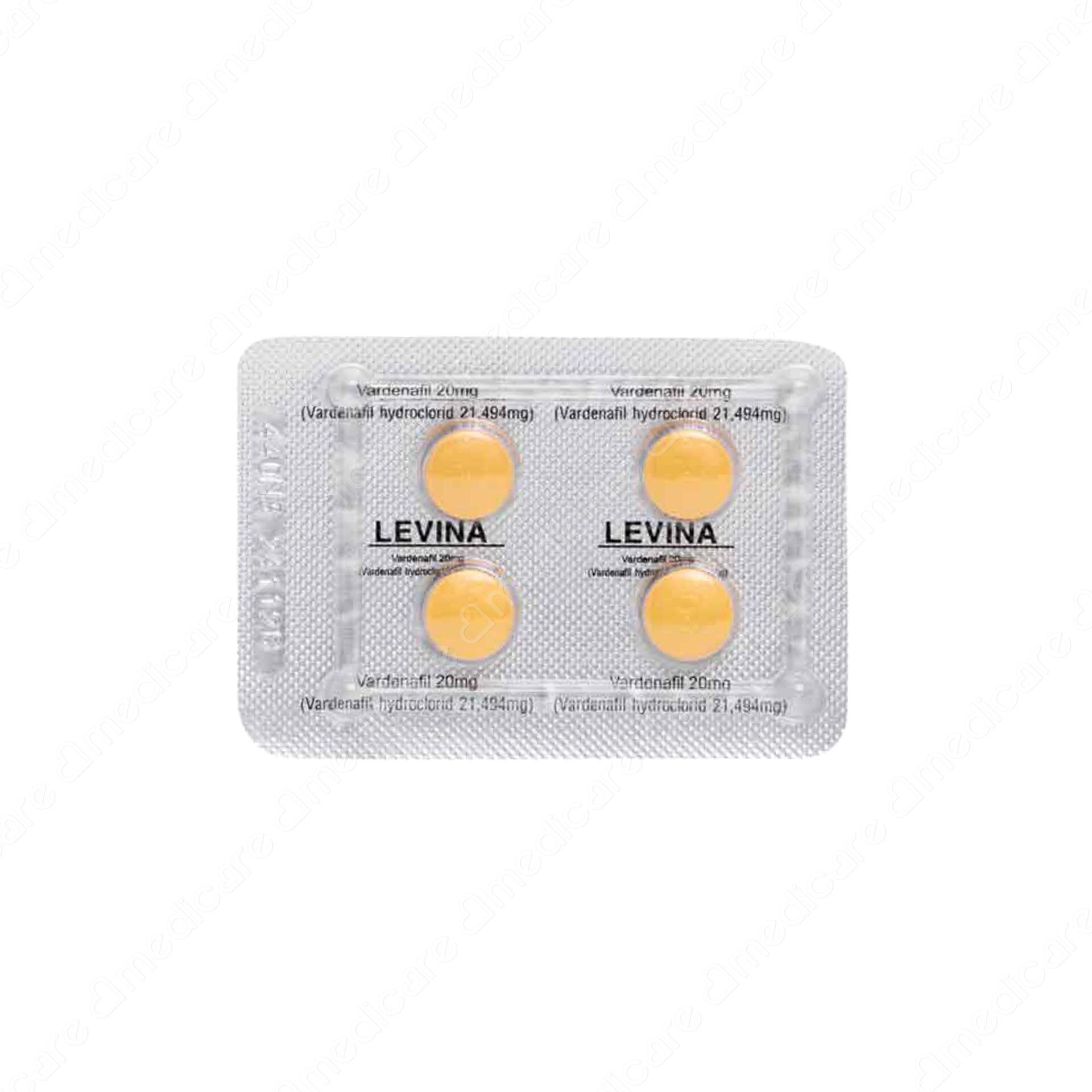 Thuốc Levina là thuốc kê đơn có chứa hoạt chất Vardenafil có tác dụng trong điều trị tình trạng rối loạn cương dương, xuất tinh sớm ở nam giới. Thuốc được nghiên cứu và sản xuất bởi Công ty cổ phần Armephaco.