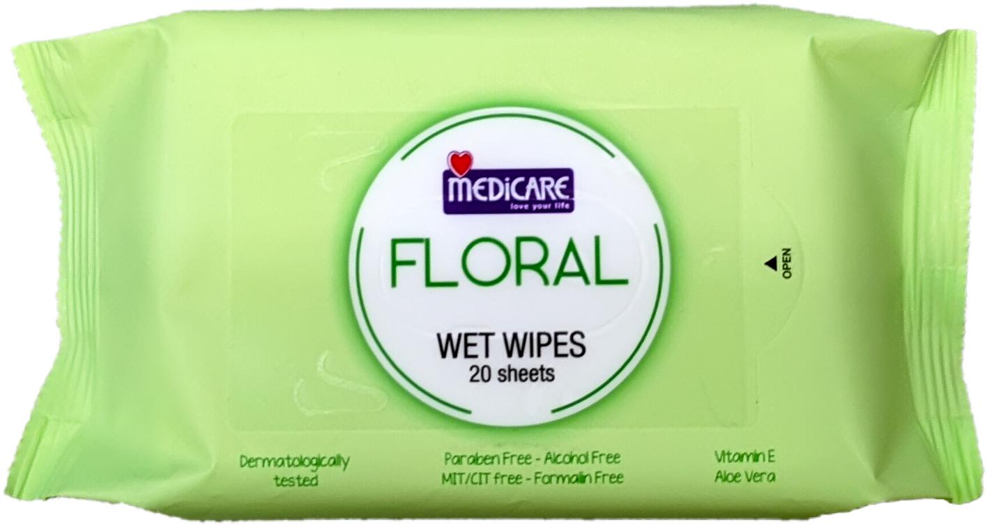 Khăn Ướt MEDiCARE Floral | Gói 20 tờ