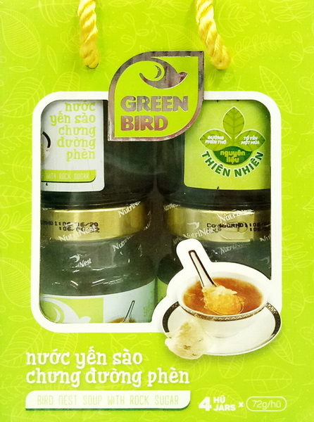 Nước Uống Bổ Dưỡng GREEN BIRD Yến Sào Chưng Đường Phèn lốc 4 hũ | 72g