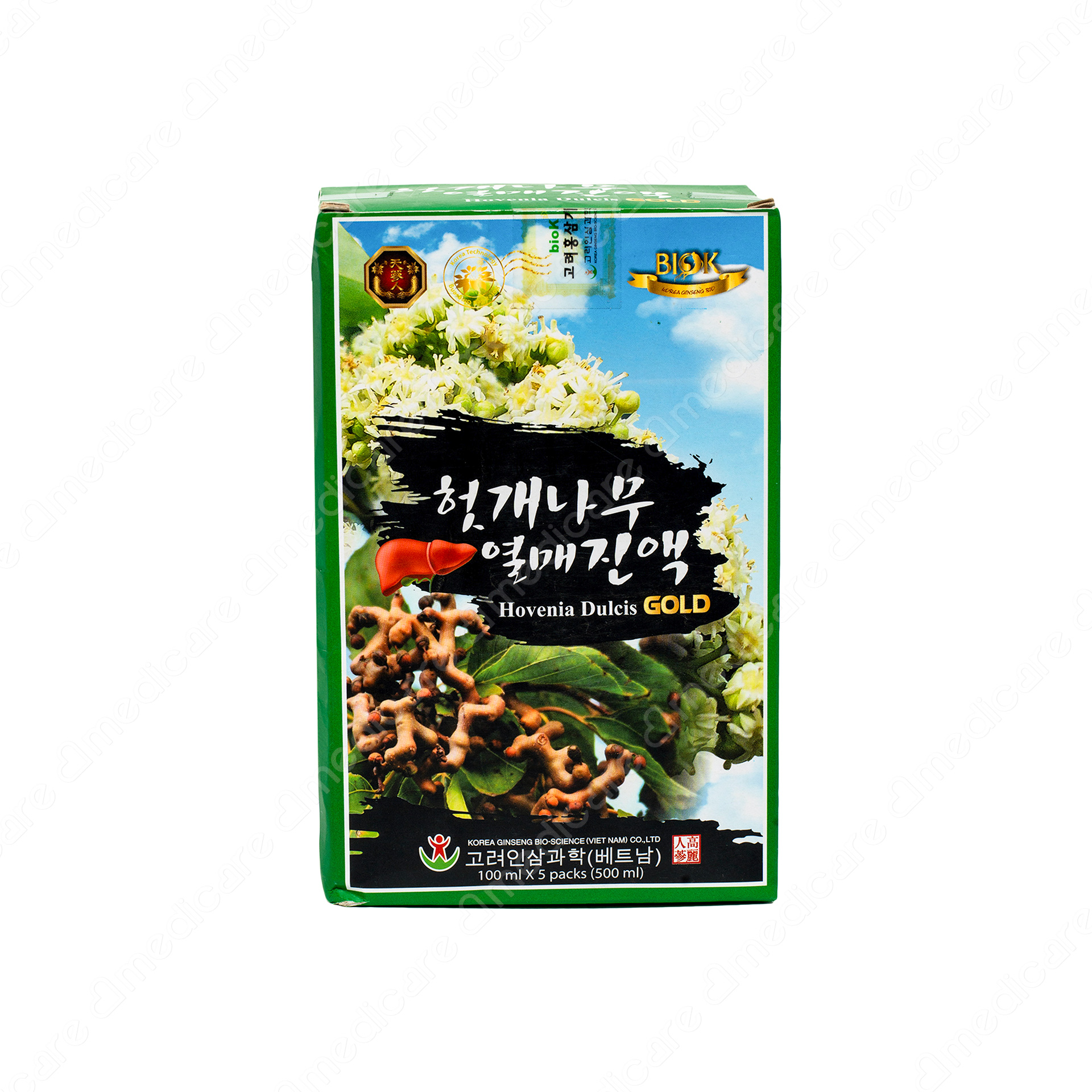 Nước Uống BIOK Hovenia Dulcis Gold Hỗ Trợ Bảo Vệ Gan hộp 5 gói | 100ml