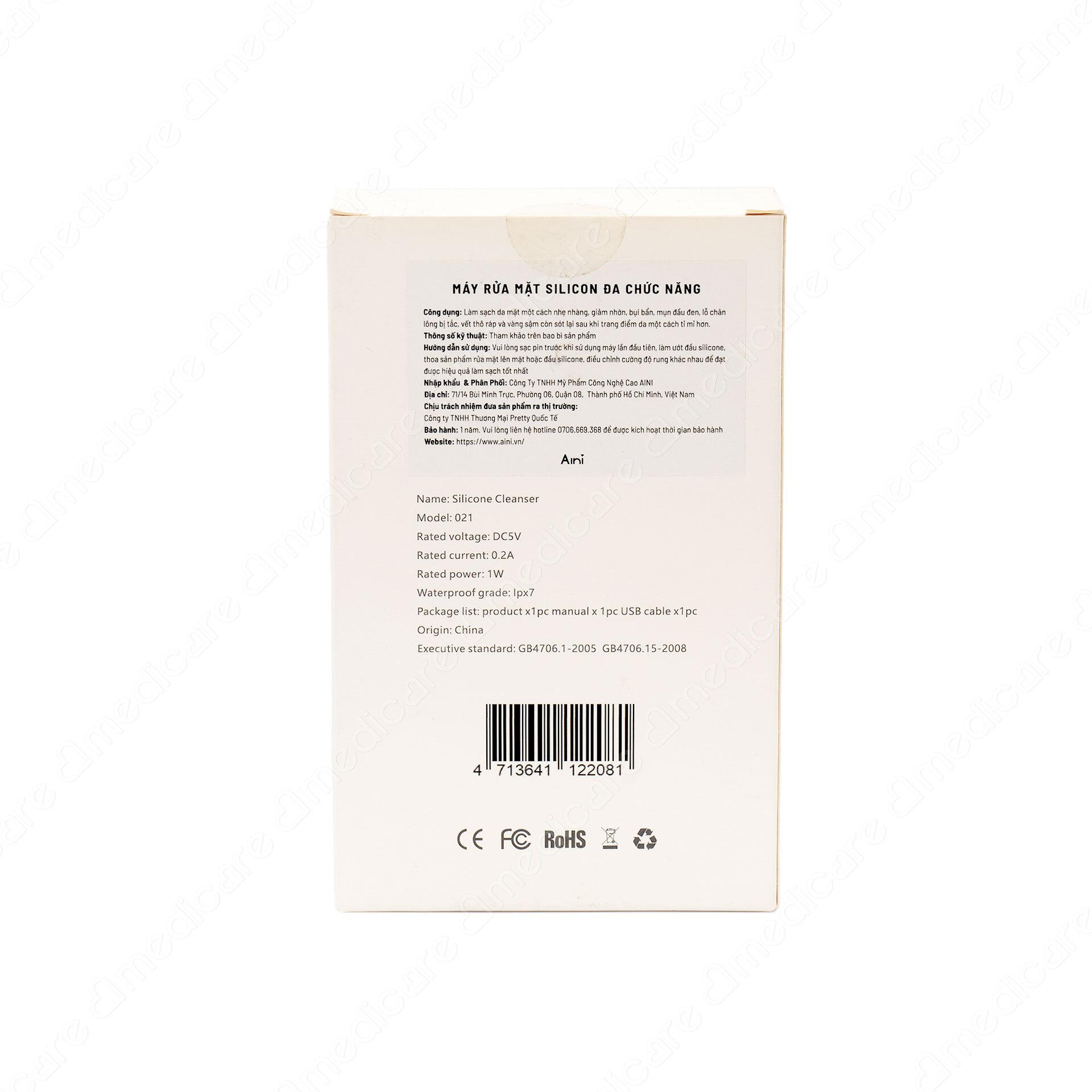 </li><li> Máy rửa mặt Aini 4in1 giúp bạn tìm lại vẻ đẹp thanh xuân với đầu massage 4 công dụng có thể làm sạch đến những vùng da thô như đầu mũi, khóe miệng, đồng thời nâng cơ, làm săn chắc da mặt. 
