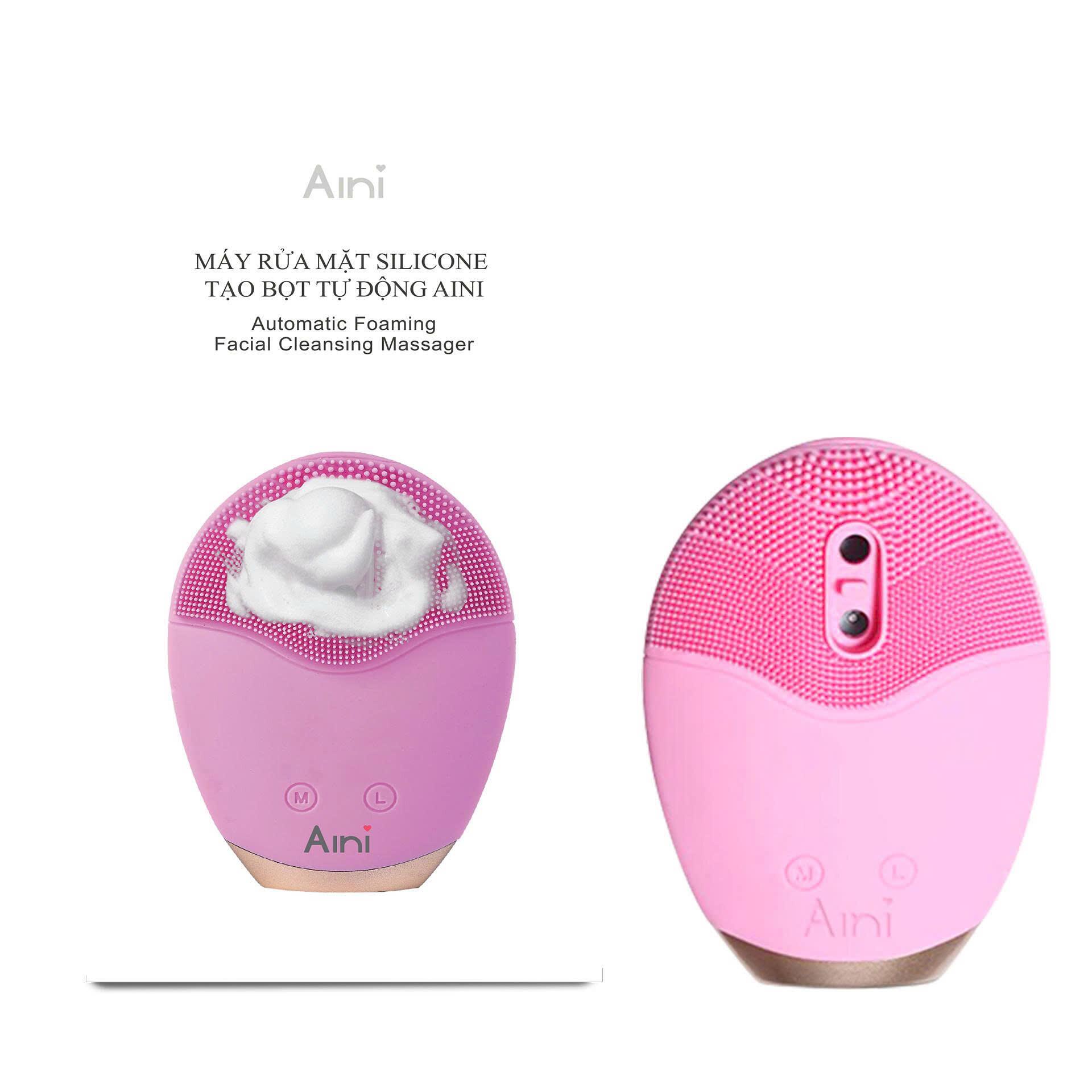 Máy rửa mặt Aini tự động với 5 chế độ rung, đầu cọ mềm mại thân thiện với làn da, máy rửa mặt thời đại công nghệ tiêu chuẩn Châu Âu Rosh phù hợp với mọi loại sửa rửa mặt. 