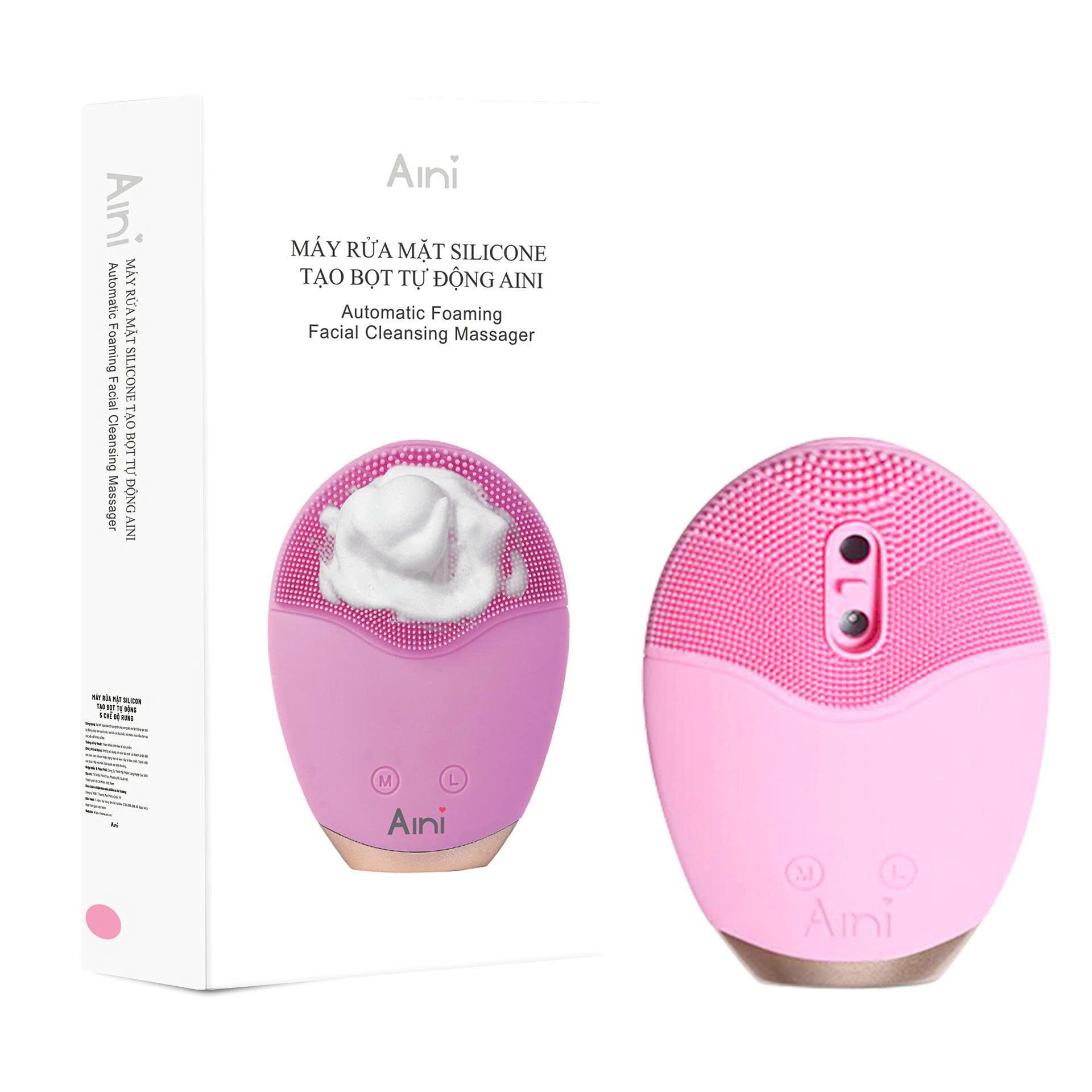 Máy rửa mặt Aini tự động với 5 chế độ rung, đầu cọ mềm mại thân thiện với làn da, máy rửa mặt thời đại công nghệ tiêu chuẩn Châu Âu Rosh phù hợp với mọi loại sửa rửa mặt. 