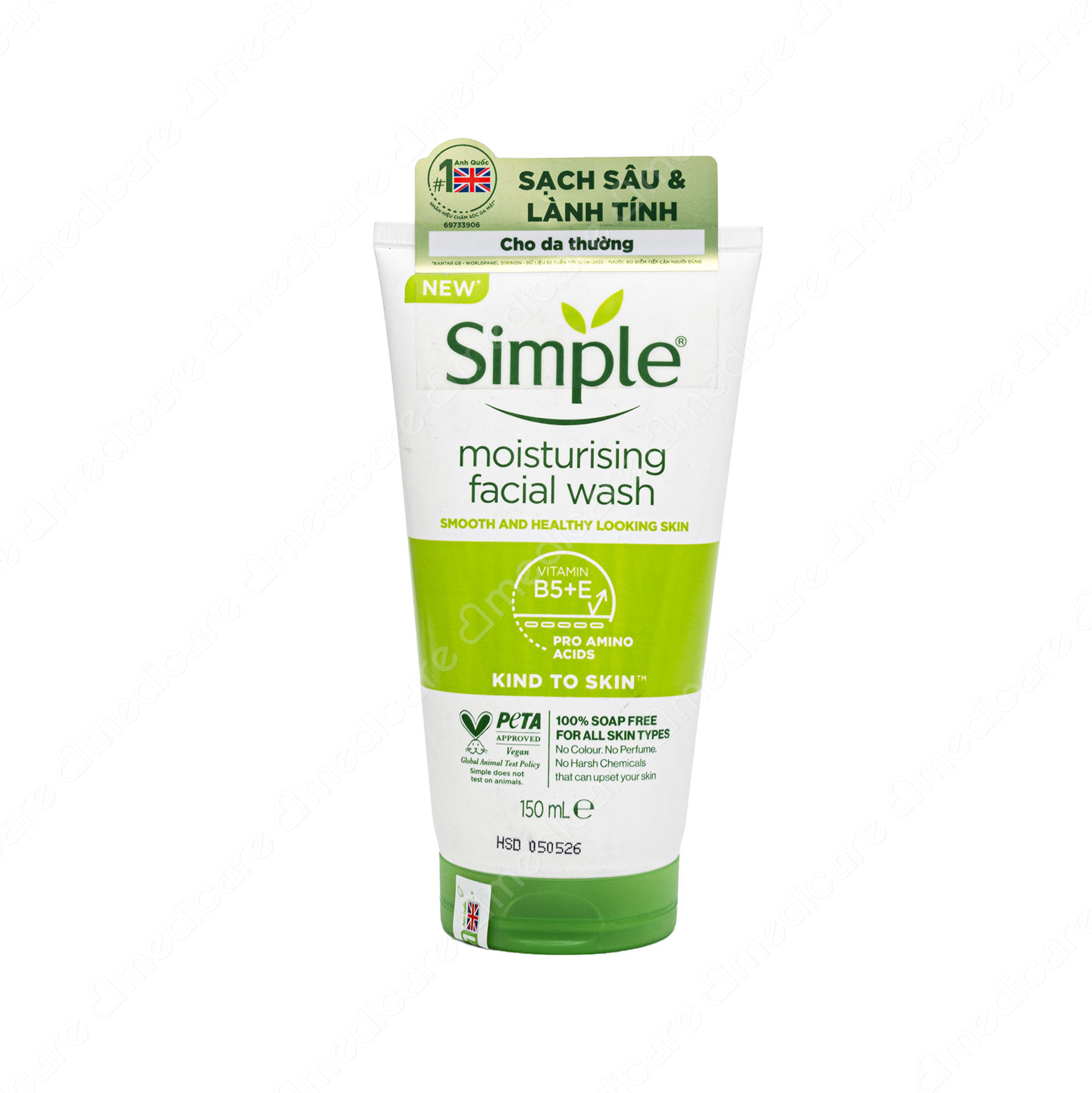 Sữa Rửa Mặt SIMPLE Moisturising Dưỡng Ẩm | 150ml