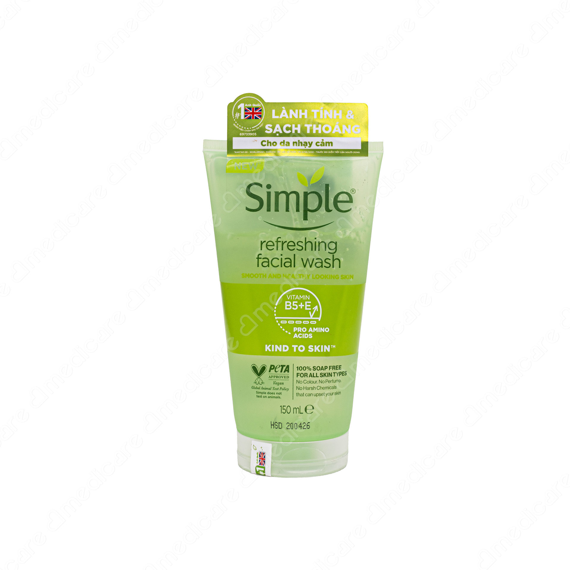 Sữa Rửa Mặt SIMPLE Refreshing Sạch Thoáng Mịn Màng | 150ml