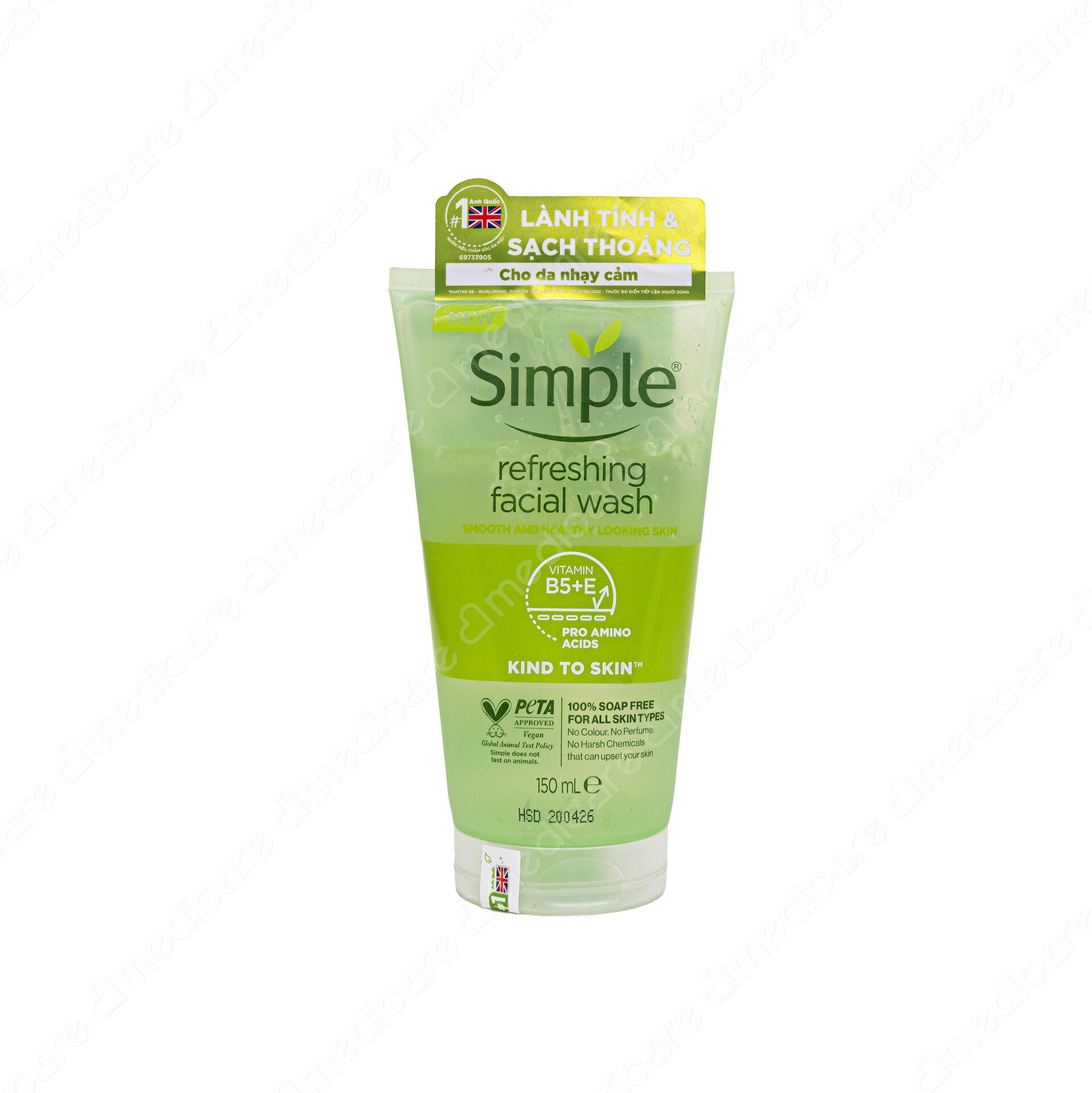 Sữa Rửa Mặt SIMPLE Refreshing Sạch Thoáng Mịn Màng | 150ml
