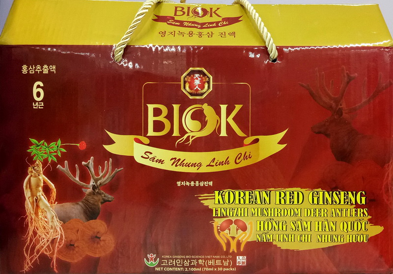 Nước Uống Bổ Dưỡng BIOK Sâm Nhung Linh Chi Hàn Quốc hộp 30 gói | 70ml
