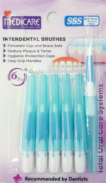 Tăm Chải Kẽ Răng MEDiCARE Chữ I size SSS | Vỉ 6 cây