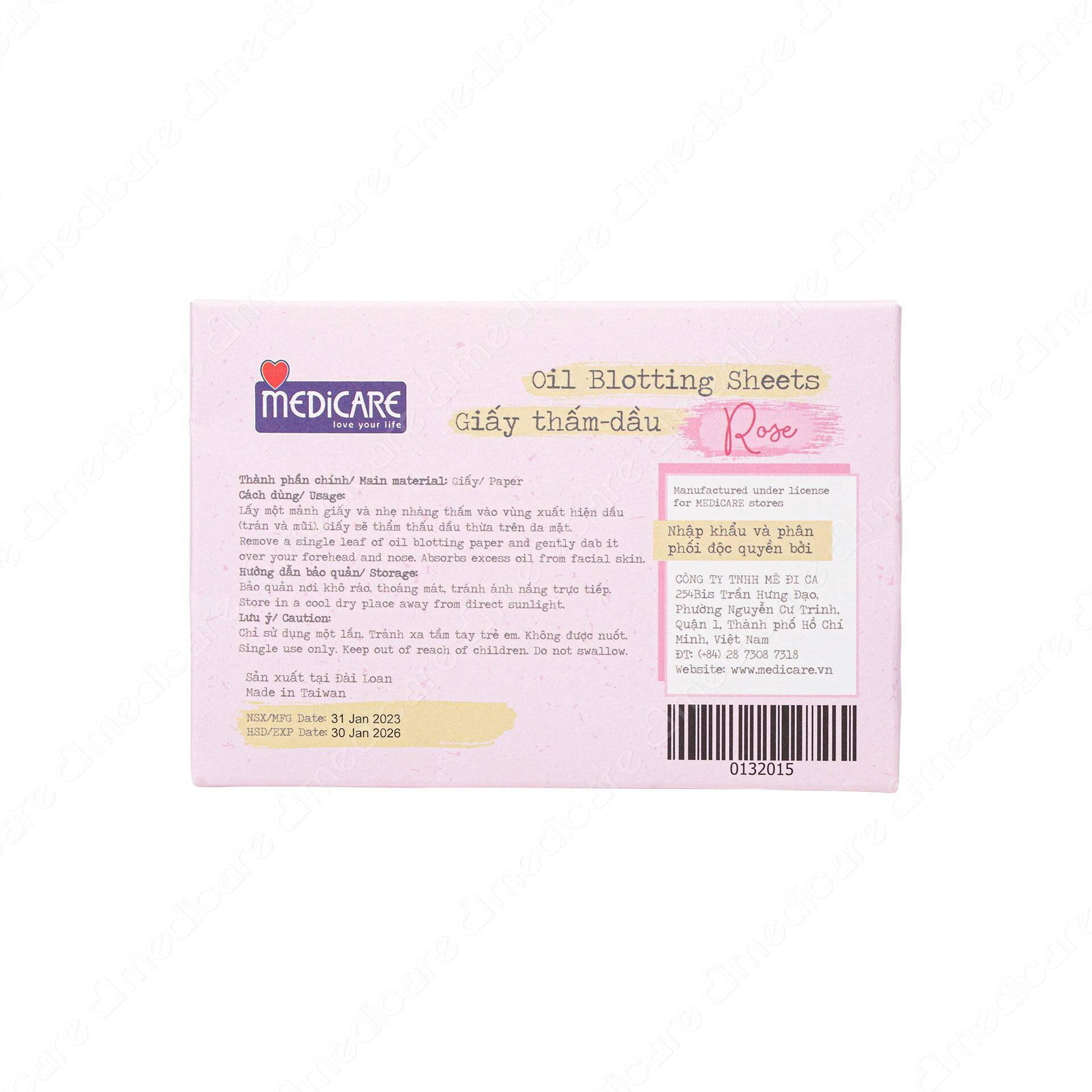Giấy thấm dầu MEDiCARE hương hoa hồng dịu nhẹ giúp lấy đi lượng dầu thừa trên da mặt, làm sạch nhanh chóng bề mặt da, giữ cho da luôn khô thoáng, dễ chịu. Sản phẩm là sự lựa chọn phù hợp với những nàng da dầu và da hỗn hợp thường xuyên trong tình trạng bóng nhờn. 