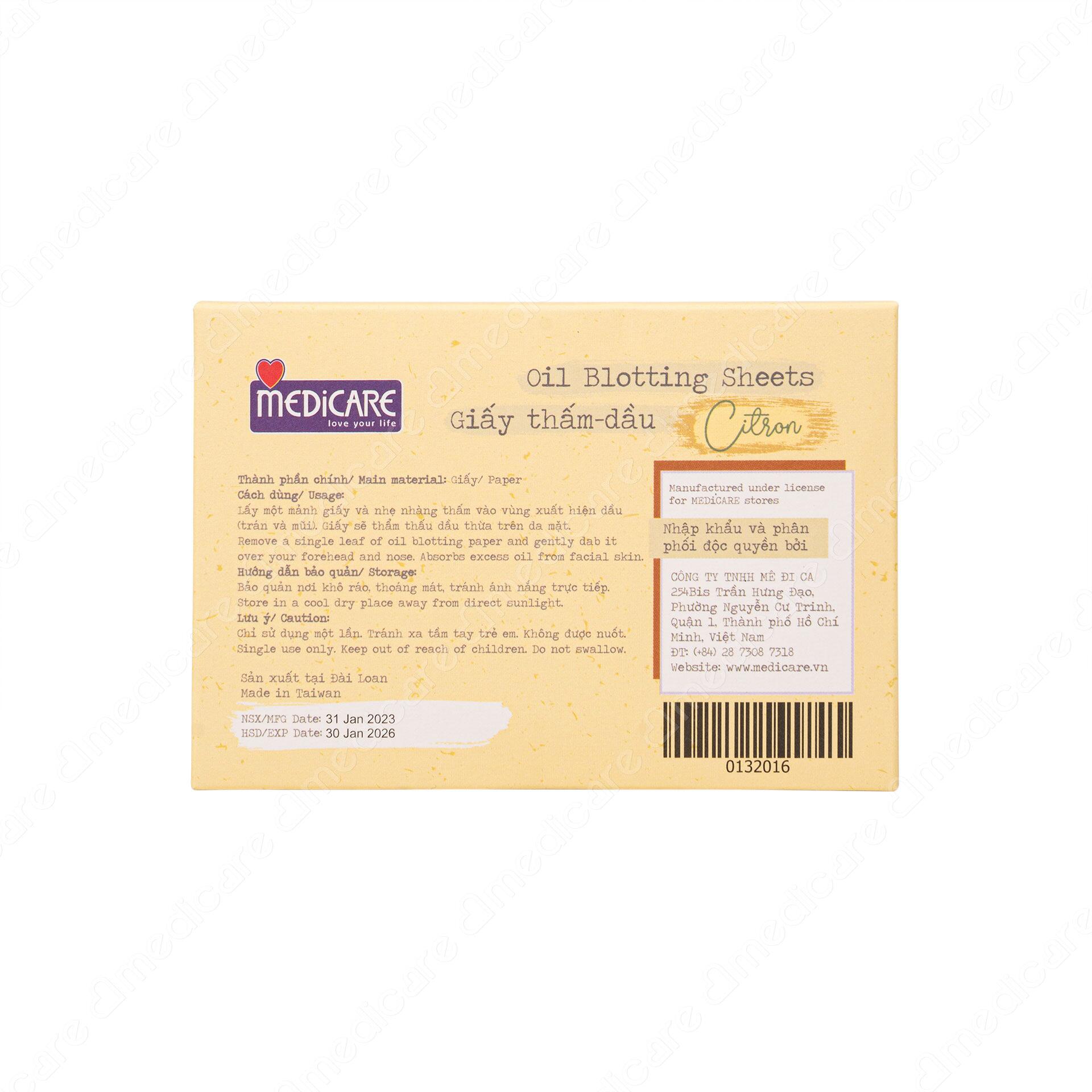 Giấy thấm dầu MEDiCARE hương thơm dịu nhẹ giúp lấy đi lượng dầu thừa trên da mặt, làm sạch nhanh chóng bề mặt da, giữ cho da luôn khô thoáng, dễ chịu. Sản phẩm là sự lựa chọn phù hợp với những nàng da dầu và da hỗn hợp thường xuyên trong tình trạng bóng nhờn. 