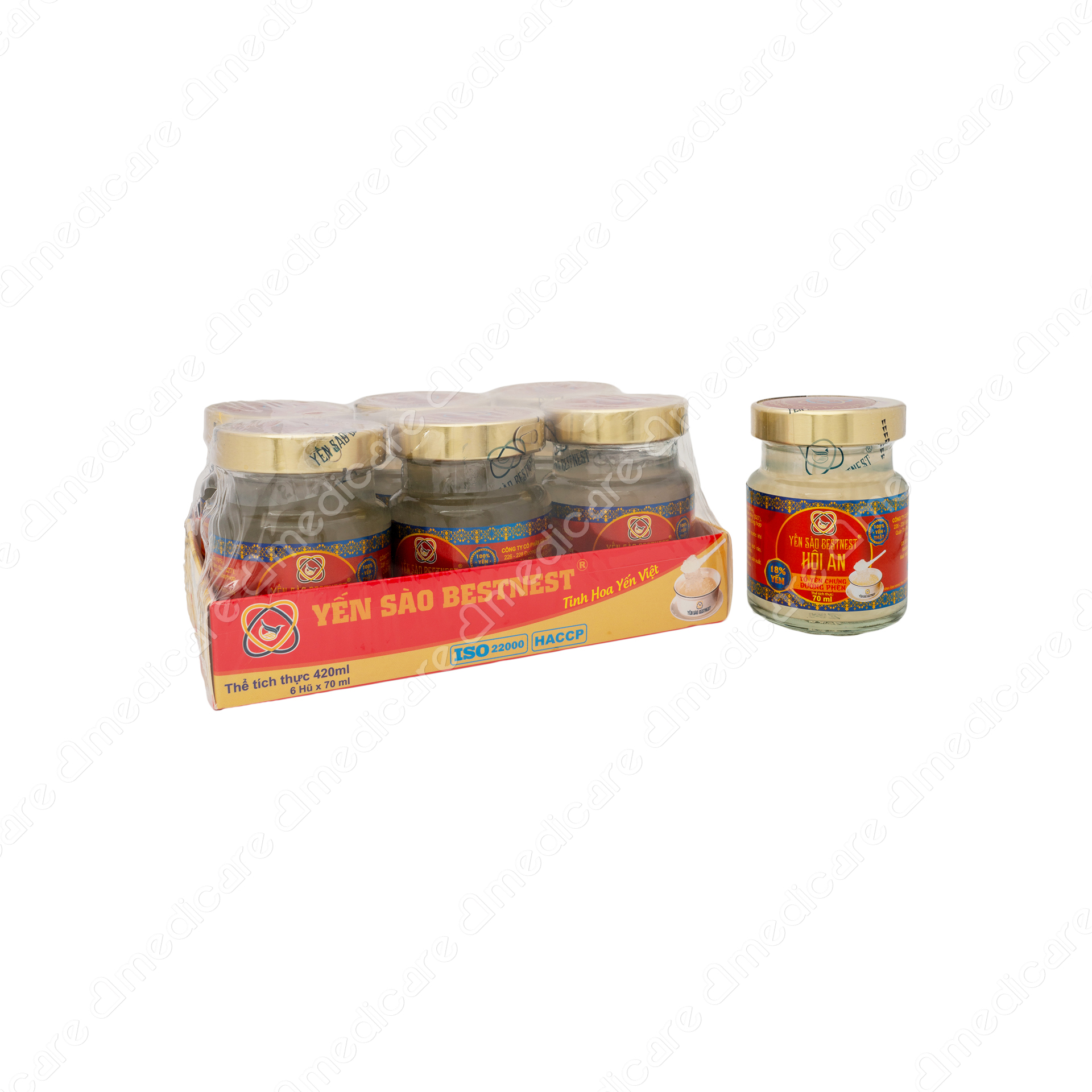 Nước Yến Sào BESTNEST 18% Yến Chưng Sẵn Đường Phèn | lốc 6 lọ