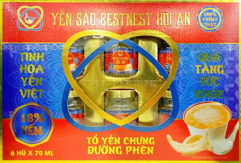 Nước Yến Sào BESTNEST 18% Yến Chưng Sẵn Đường Phèn hộp 6 lọ | 70ml