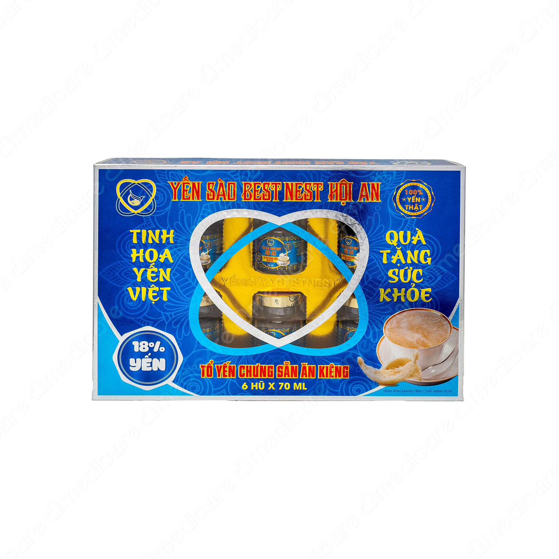 Nước Yến Sào BESTNEST 18% Yến Đường Ăn Kiêng Hộp 6 Lọ | 70ml