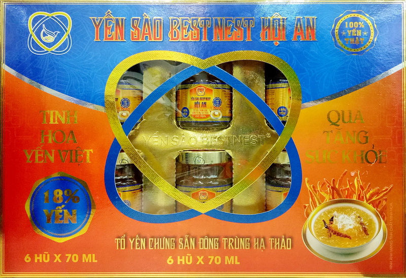 Nước Yến Sào BESTNEST 18% Yến Đông Trùng Hạ Thảo hộp 6 lọ | 70ml