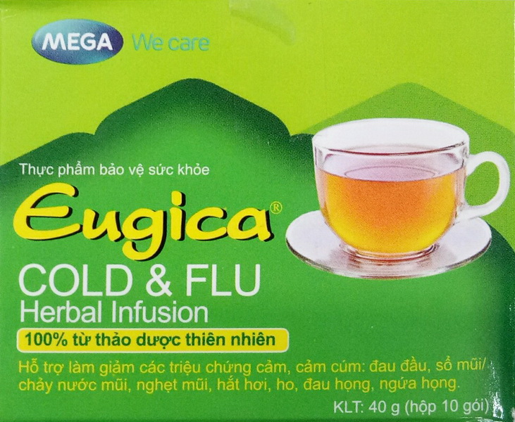 Bột Thảo Dược EUGICA Cold & Flu Giúp Làm Giảm Các Triệu Chứng Cảm | Hộp 10 gói 