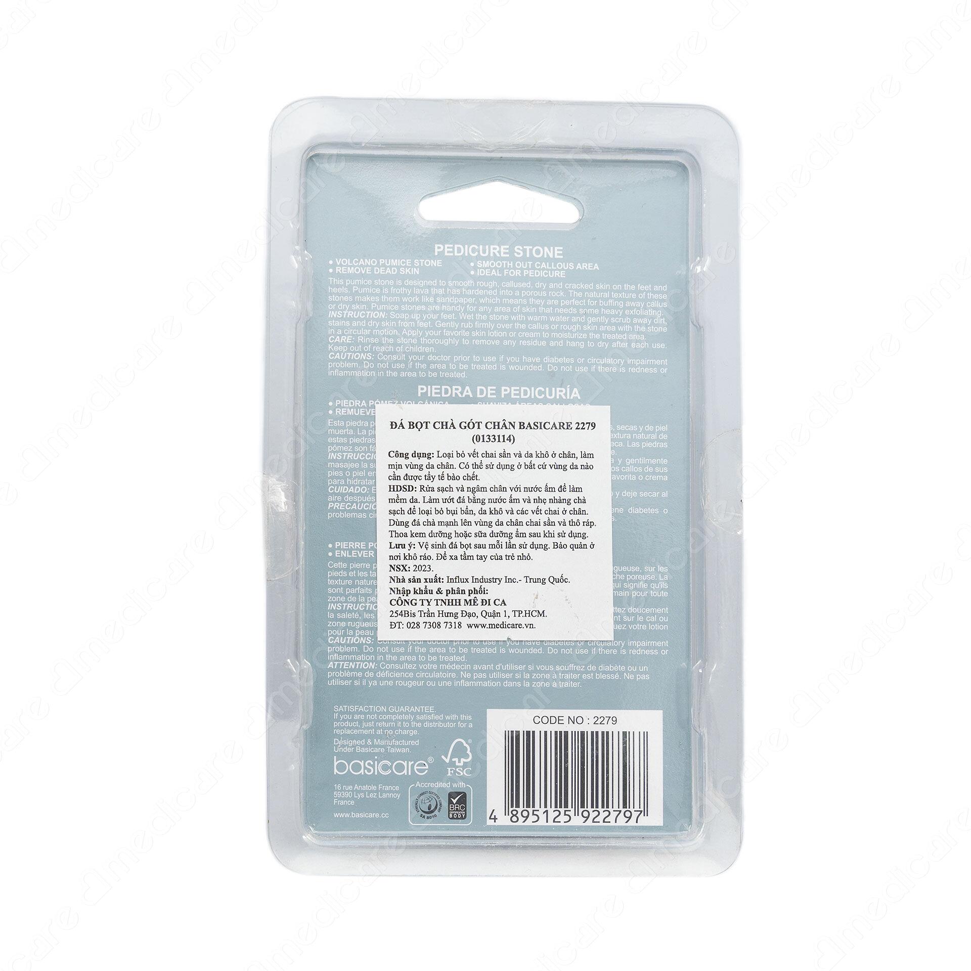 <a id="_heading=h.30j0zll"></a>Đá Bọt Chà Gót Chân BASICARE 2279 giúp nhẹ nhàng loại bỏ các tế bào da chết để cho làn da trẻ khỏe và làm mịn các vùng chai sần ở bàn chân, ngón chân, bàn tay, khuỷu tay, đầu gối và các vùng khác trên cơ thể.