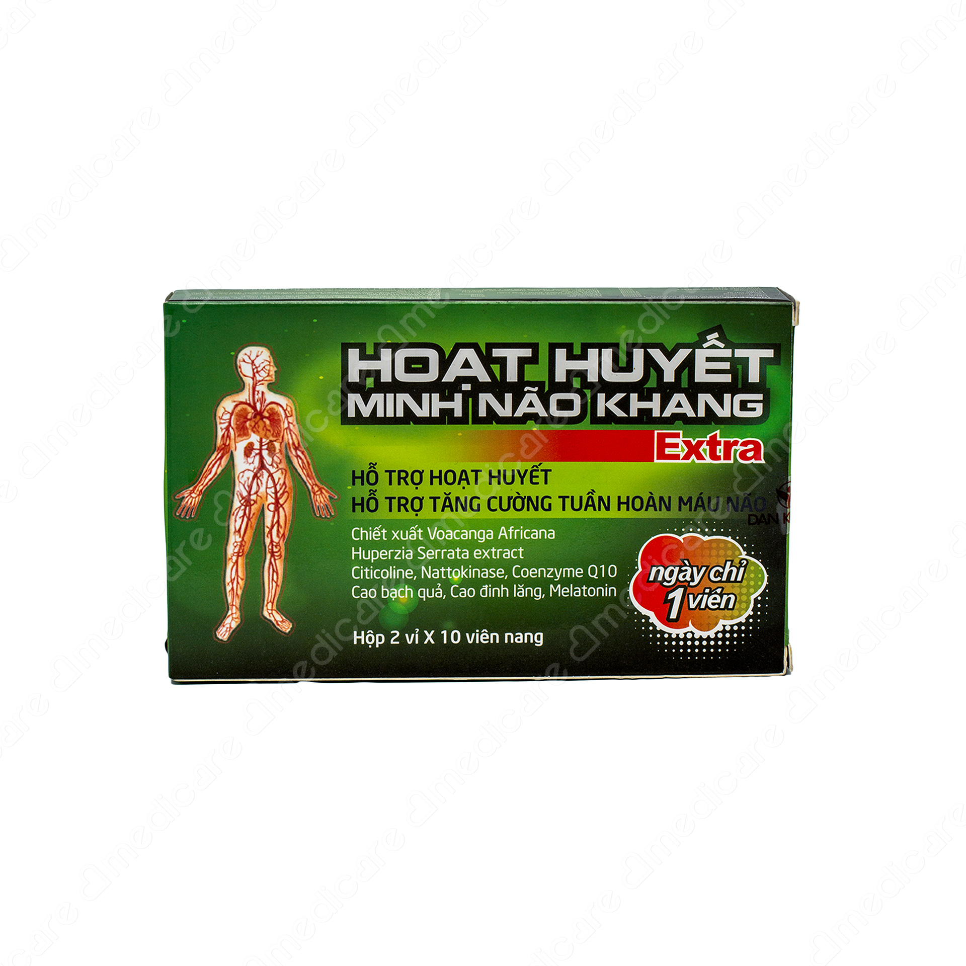 Viên Uống HOẠT HUYẾT MINH NÃO KHANG Extra Giúp Tăng Tuần Hoàn Não | Hộp 20 viên