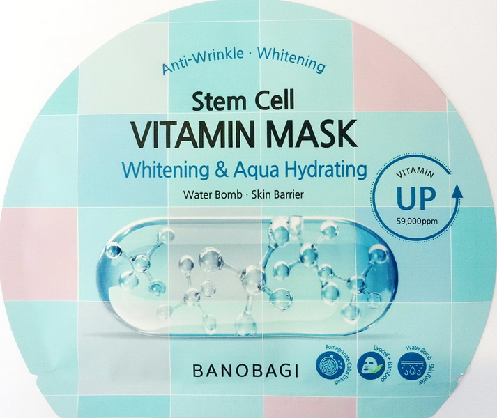 Mặt Nạ BANOBAGI Stem Cell Vitamin Dưỡng Sáng Cấp Nước Màu Xanh Hồng | 30g