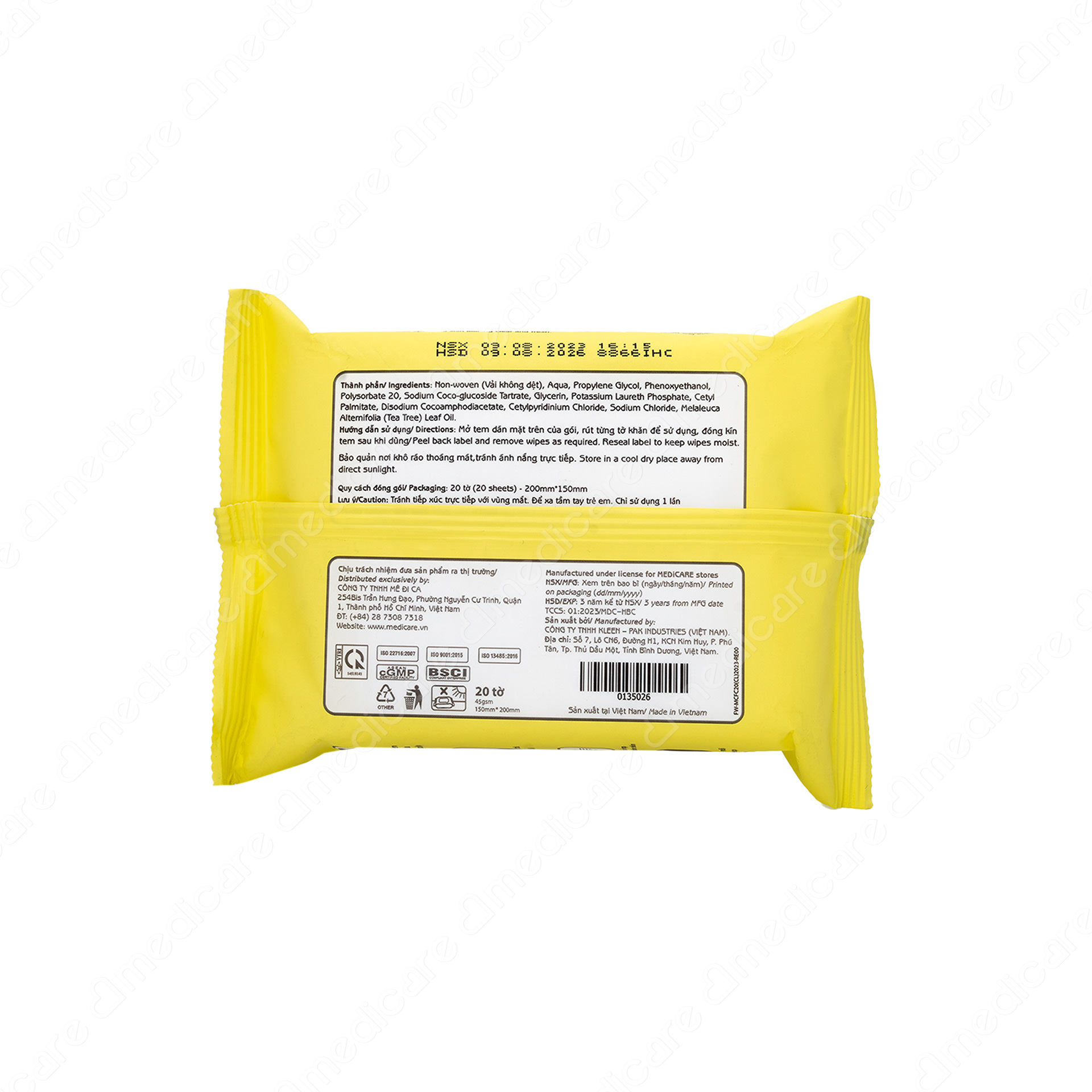 Khăn ướt tẩy trang MEDiCARE Cleansing Oil không mùi làm sạch thật an toàn, lấy đi lớp trang điểm mắt và môi dễ dàng, giúp thông thoáng lỗ chân lông. Công thức có chứa chiết xuất từ tràm trà có tác dụng ngừa mụn. Phù hợp với da nhờn và da hỗn hợp.
