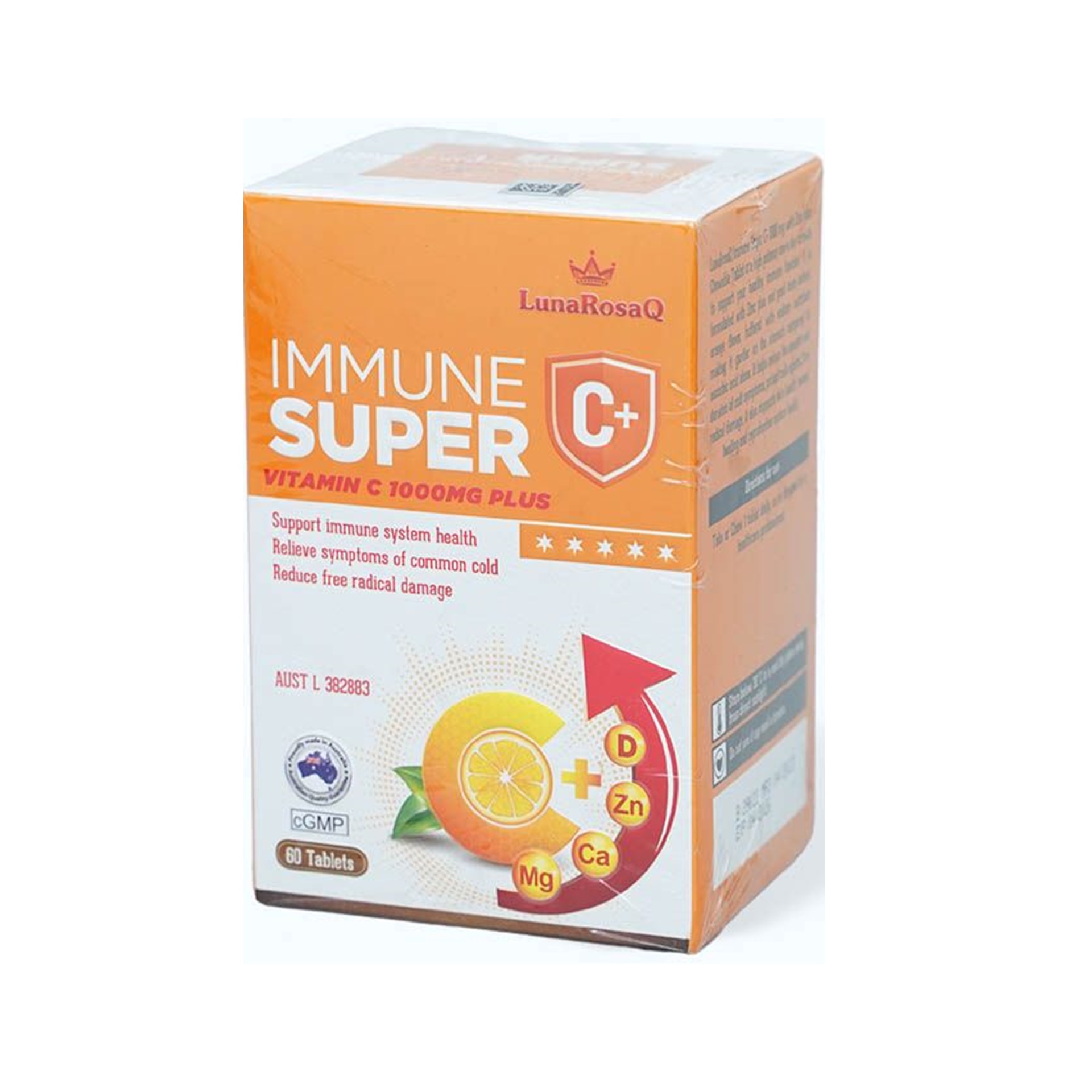 Viên Uống LUNAROSAQ VitaminC 1000mg Plus Giúp Tăng Sức Đề Kháng | Hộp 60 viên