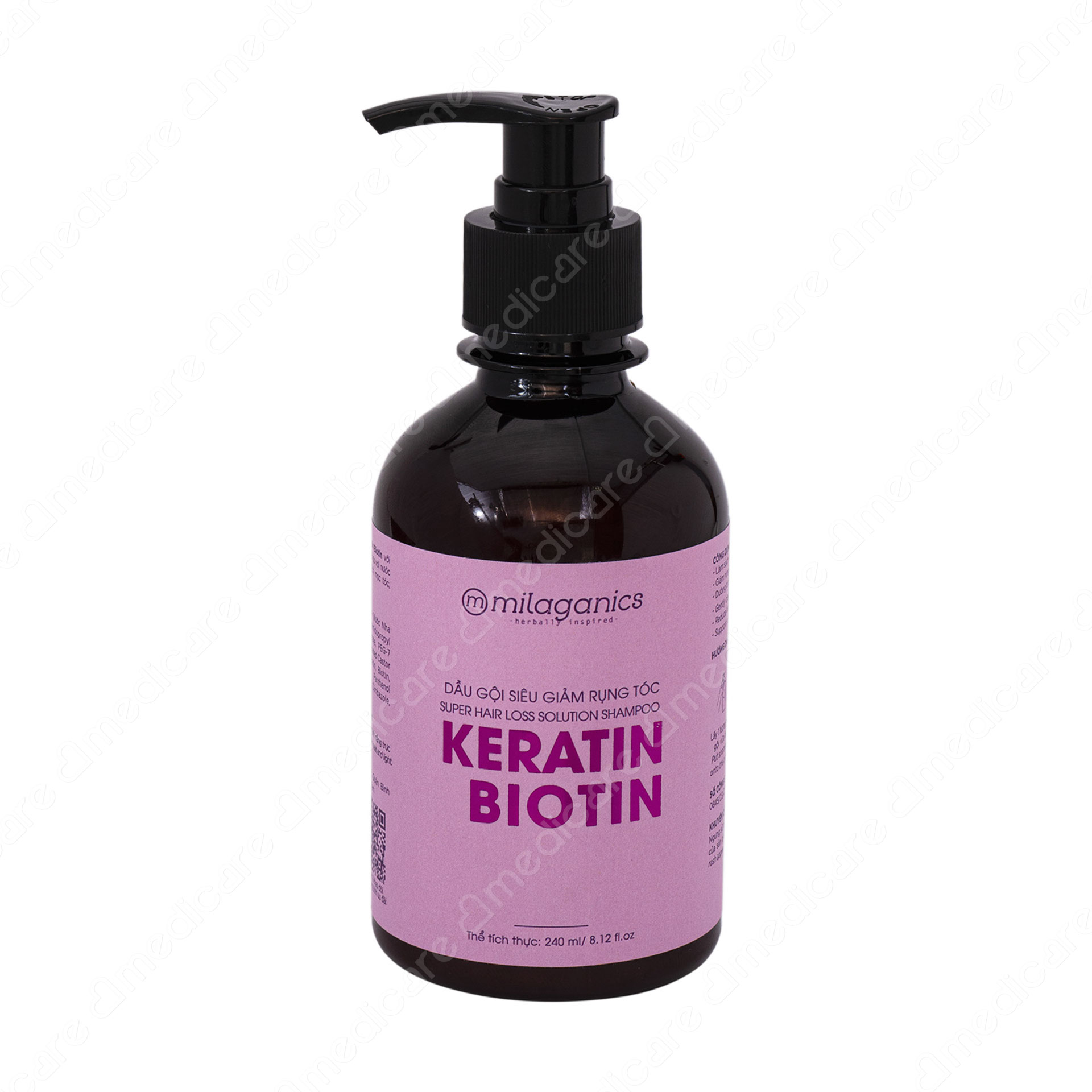 Dầu Gội MILAGANICS Keratin & Biotin Siêu Giảm Rụng Tóc | 240ml
