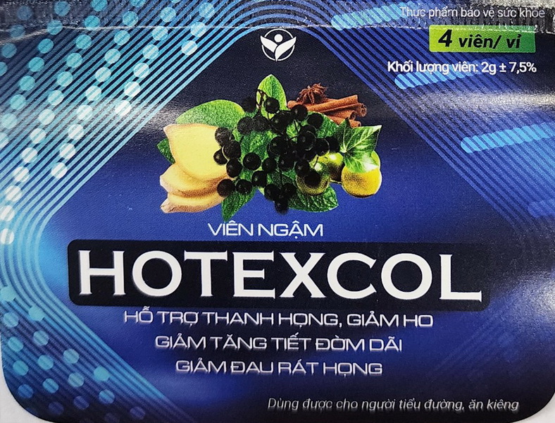 Viên Ngâm HOTEXCOL Hỗ Trợ Thanh Họng Giảm Ho | Vỉ 4 viên