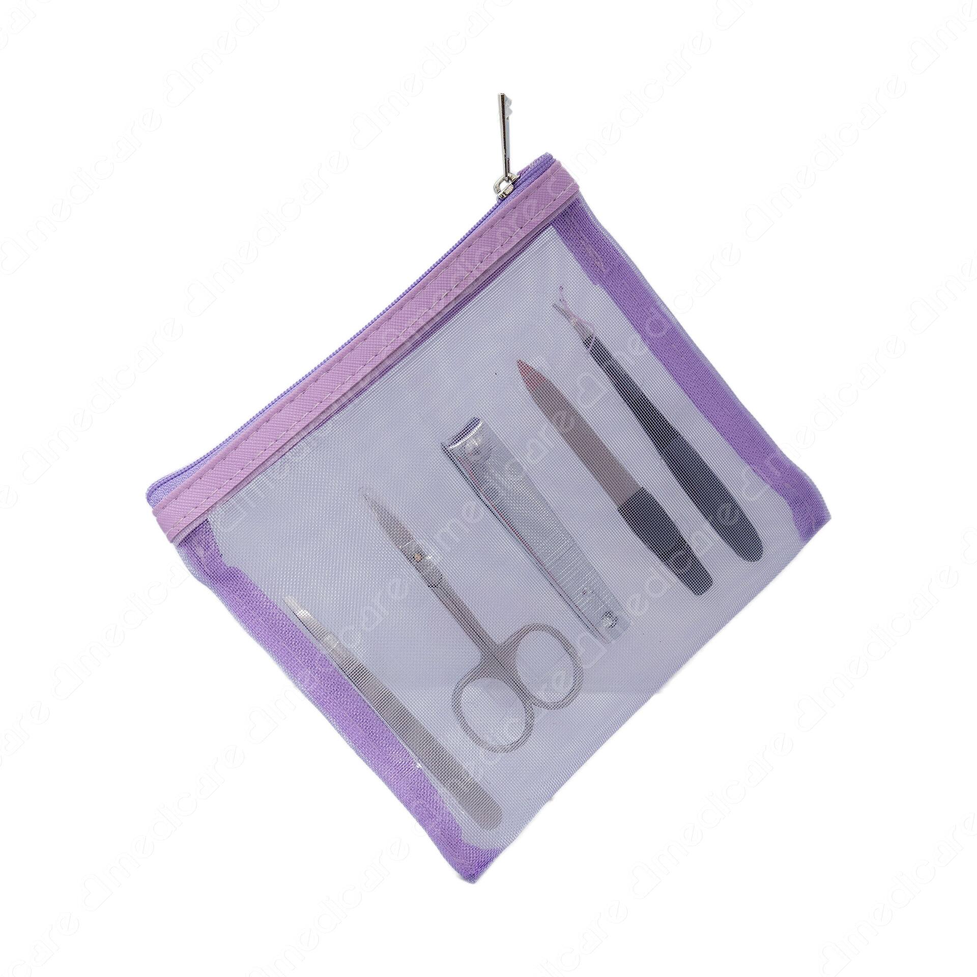 Bộ Chăm Sóc Móng BASICARE gồm nhíp, kéo cắt móng tay, bấm móng tay, dũa móng tay và dụng cụ tỉa da tiện lợi và đa dạng. Được thiết kế dạng túi đựng nhỏ gọn, tiện lợi.