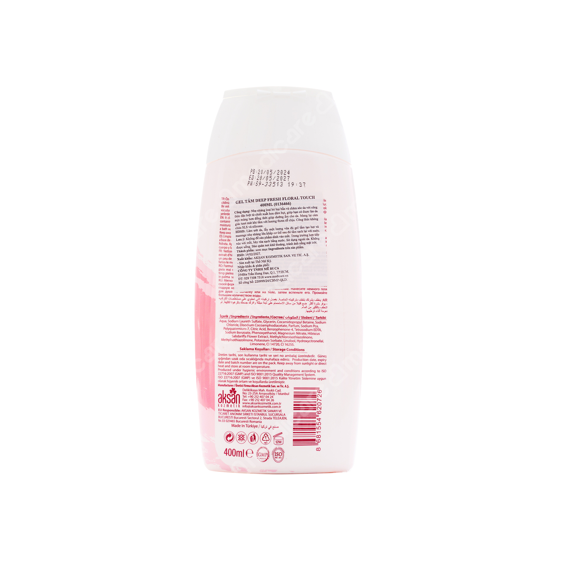 Gel Tắm DEEP FRESH Floral Touch giúp làm sạch nhẹ nhàng với công thức đặc biệt chứa chiết xuất hoa lạc thần, mang lại làn da mịn màng hơn đồng thời giúp dưỡng ẩm cho da.