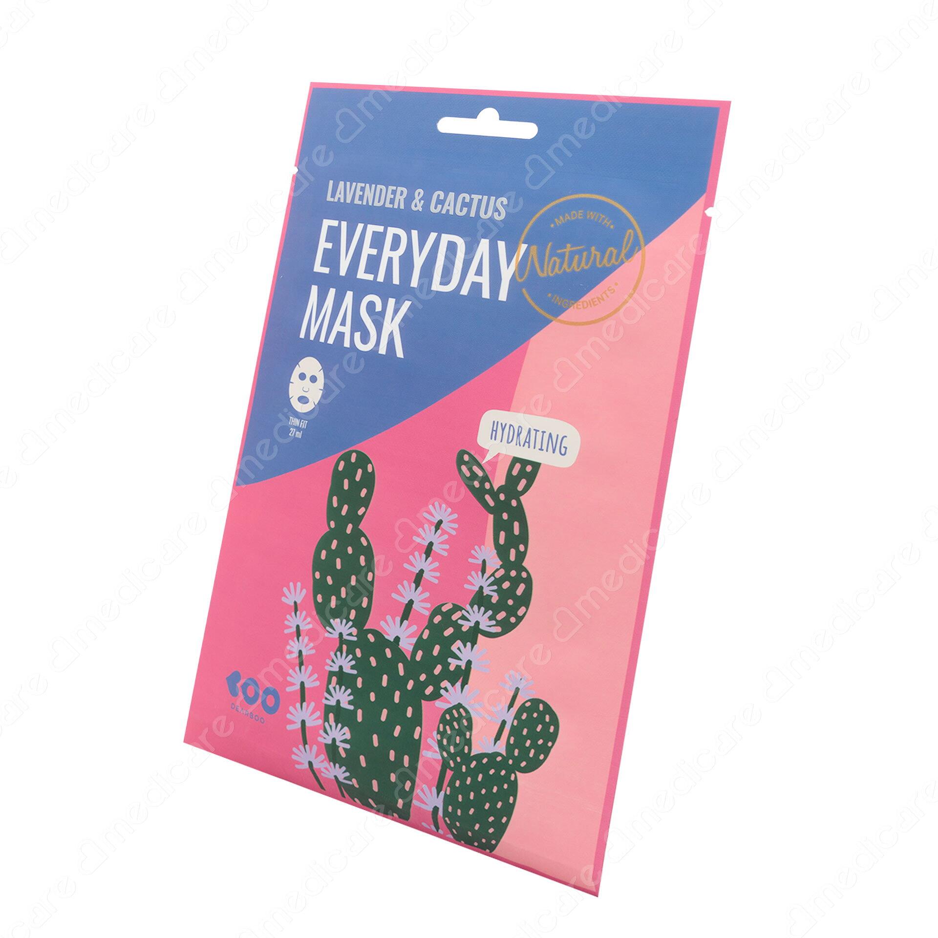 Mặt Nạ DEARBOO Lavender &amp; Cactus với chiết xuất hoa oải hương giúp bảo vệ da khỏi các chất gây hại, củng cố hàng rào bảo vệ da và xương rồng giúp dưỡng ẩm sâu và làm dịu da.