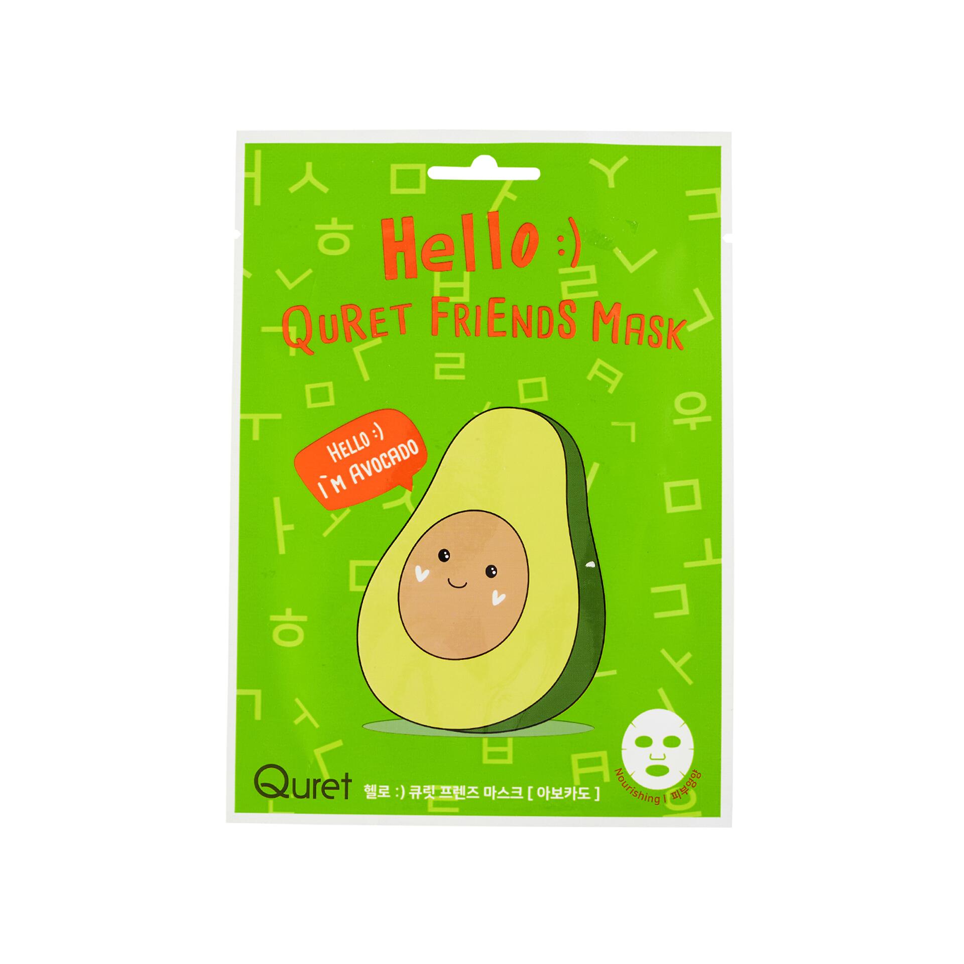 Mặt Nạ QURET Hello :) Quret Friends Avocado Nuôi Dưỡng | 25g 