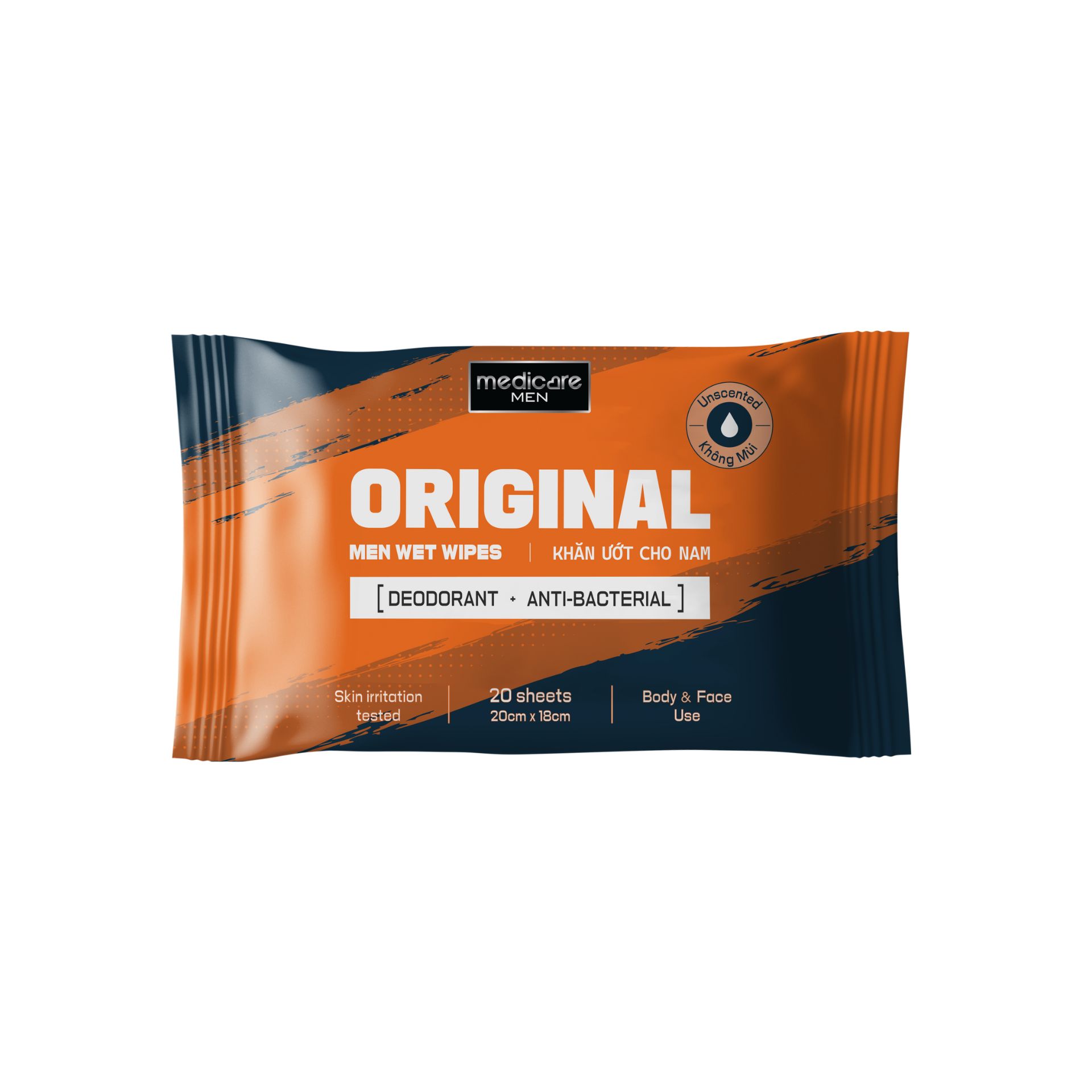 Khăn Ướt MEDiCARE Nam Kháng Khuẩn Không Mùi | Gói 20 tờ