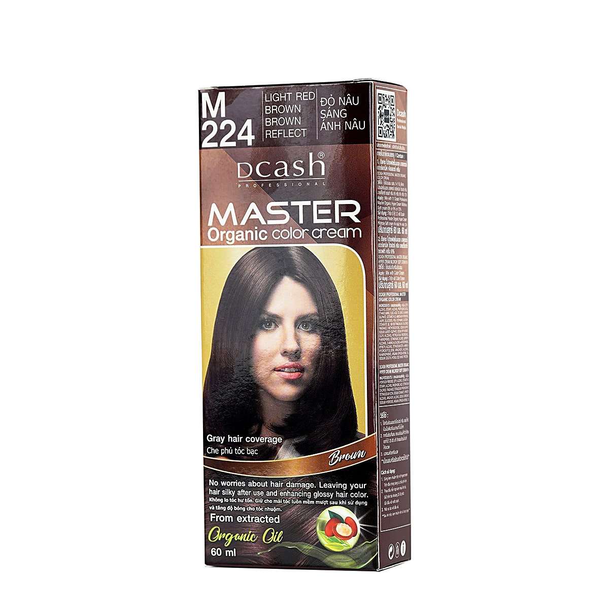 Thuốc Nhuộm Tóc DCASH #M224 Màu Đỏ Nâu Sáng Ánh Nâu | 60ml