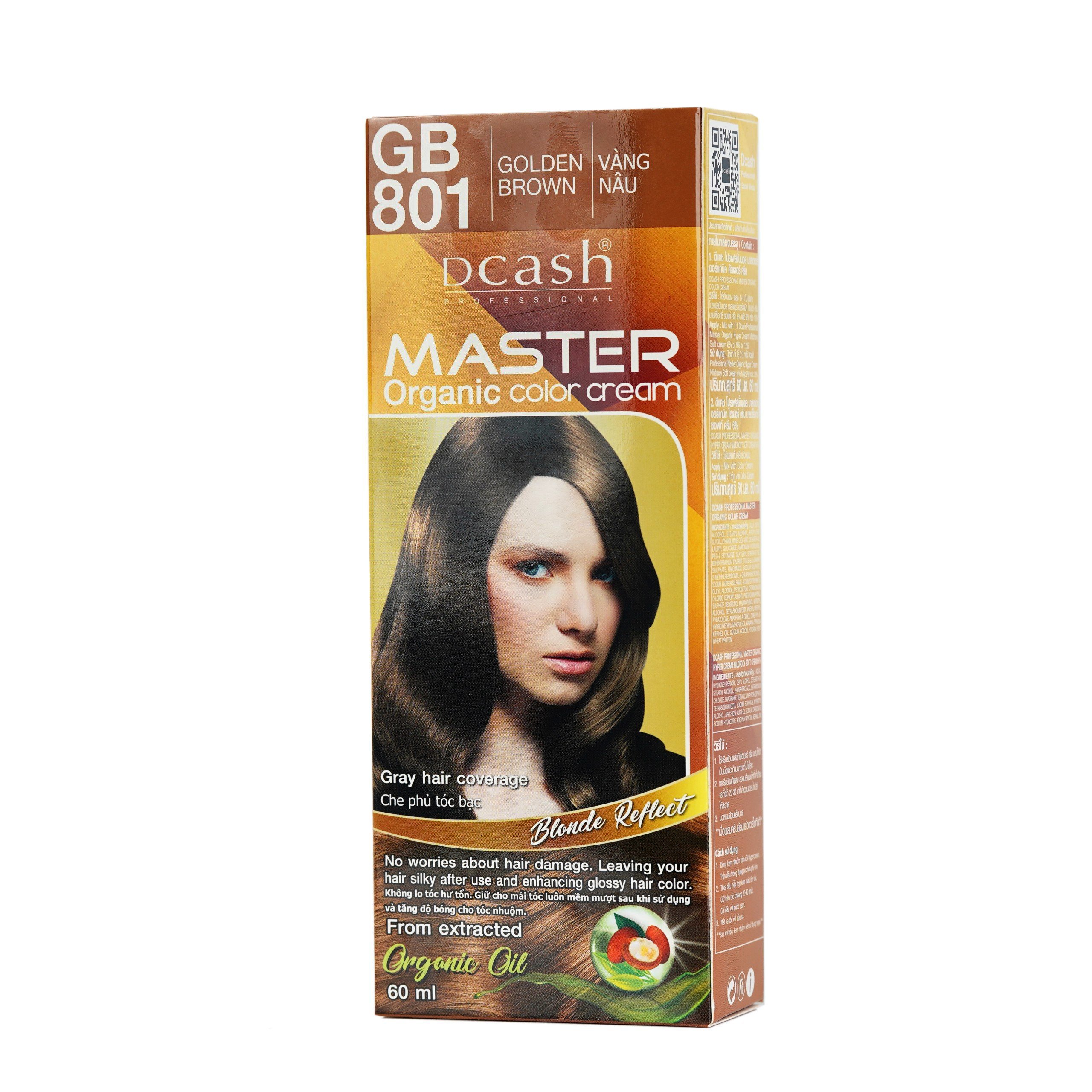 Thuốc Nhuộm Tóc DCASH #GB801 Màu Vàng Nâu | 60ml