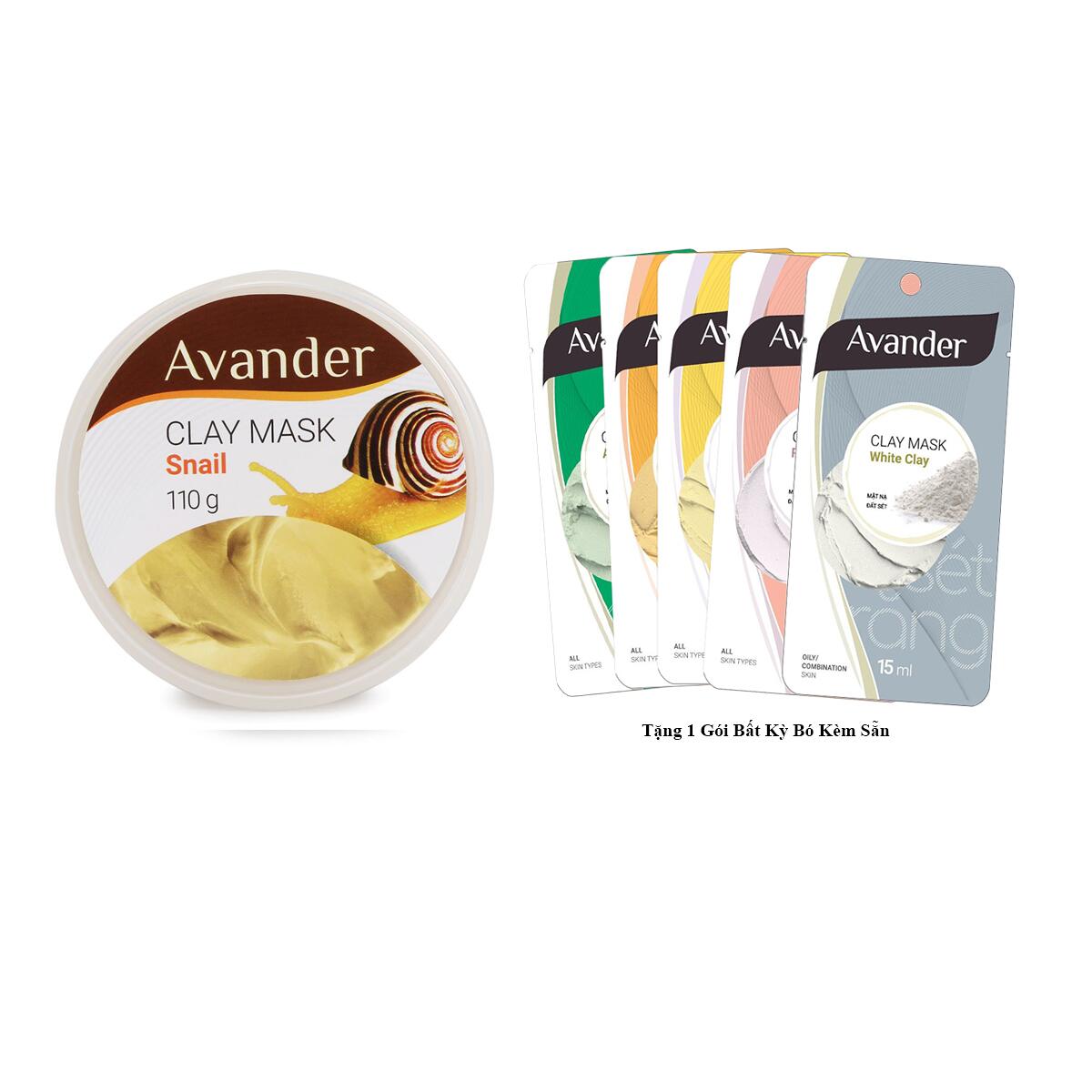 Bộ Mặt Nạ Đất Sét AVANDER Snail Ốc Sên 110g + Mặt Nạ Đất Sét 15ml