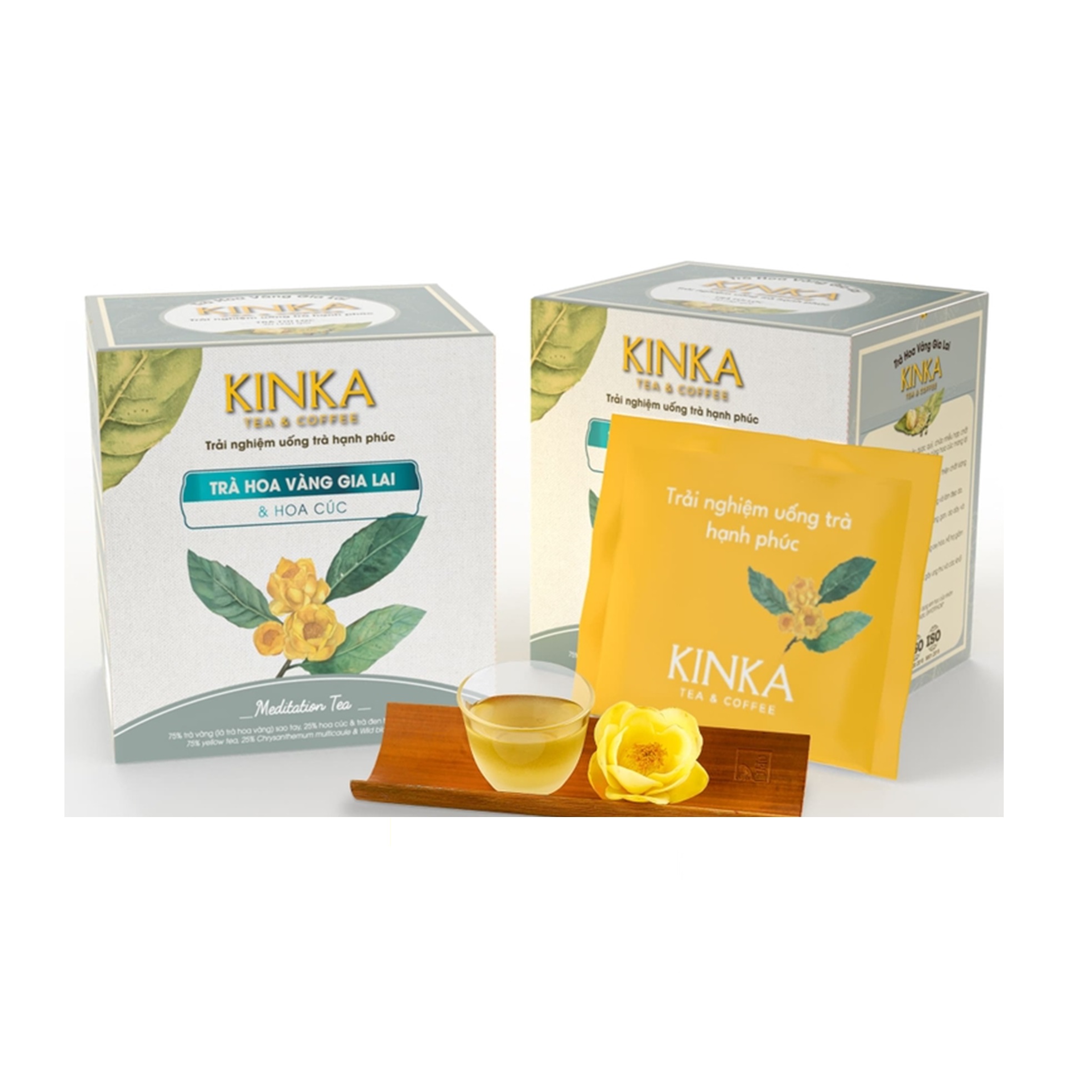 Trà Túi Lọc KINKA Hoa Vàng Lá Vàng và Hoa Cúc | Hộp 40g