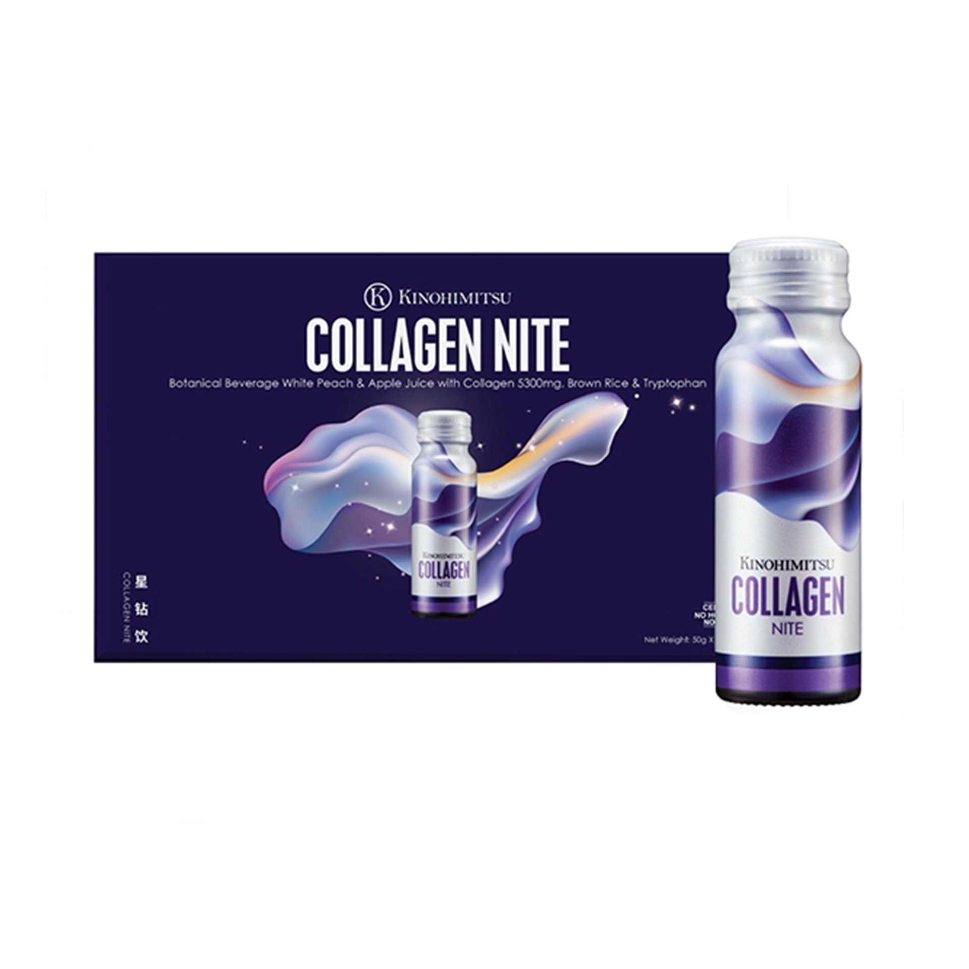 Nước Uống KINOHIMITSU Collagen Nite Hỗ Trợ Chống Lão Hóa, Ngủ Ngon | Hộp 10 Chai