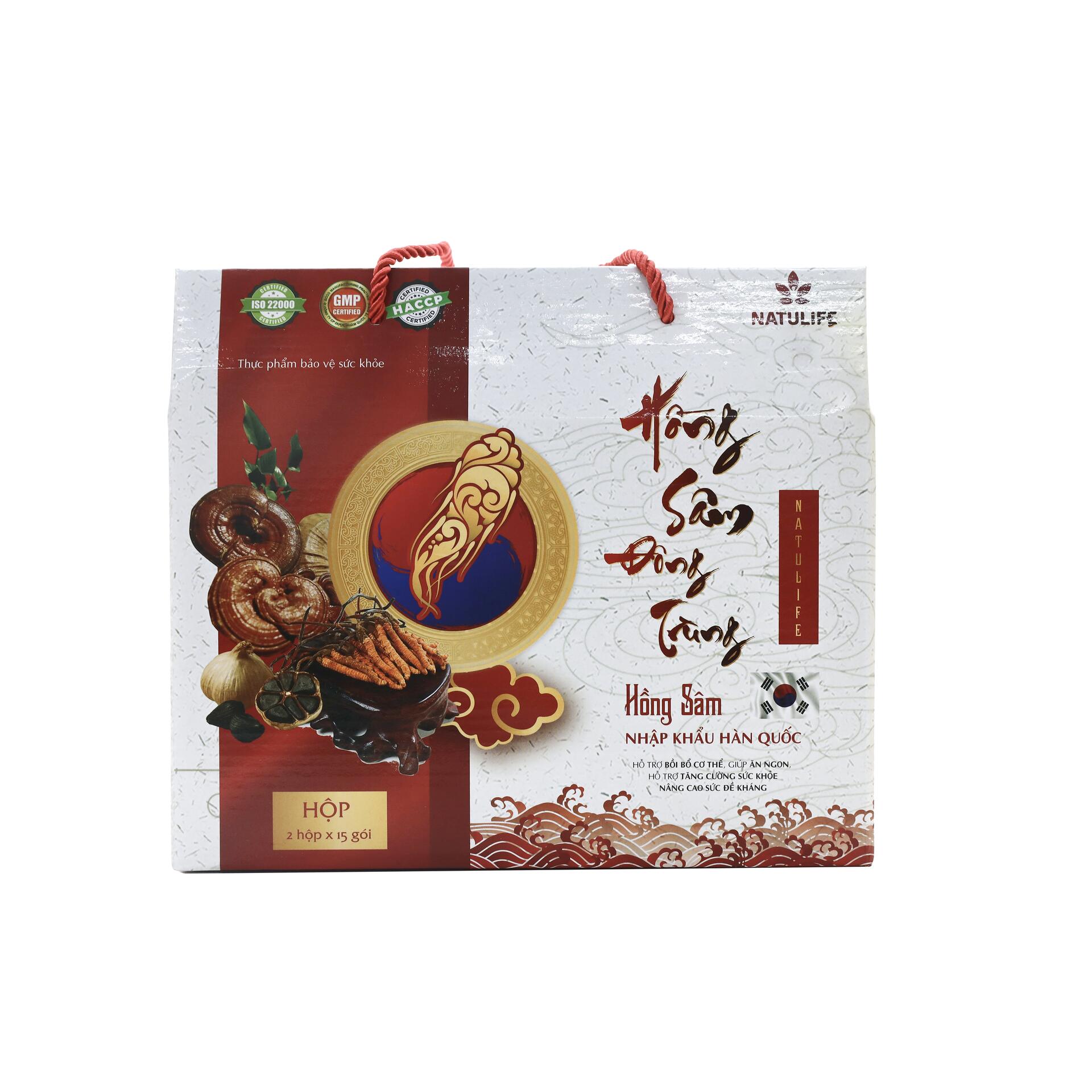 Nước Uống NATULIFE Hồng Sâm Đông Trùng Tăng Cường Sức Khỏe | Hộp 30gói