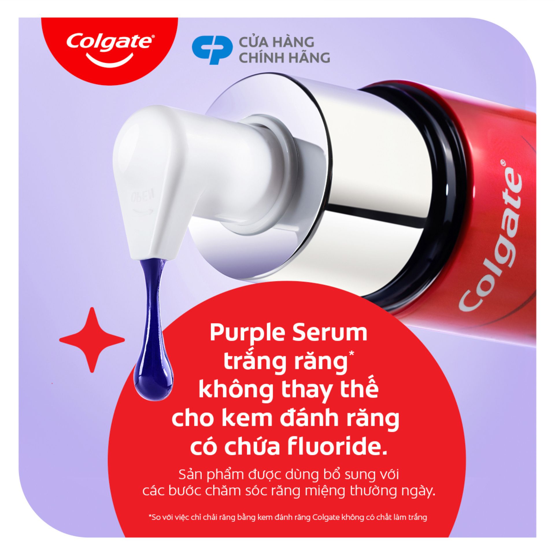 Serum trắng răng COLGATE Optic White Purple chất serum tím đậm, cô đặc mang đến trải nghiệm độc đáo.Công nghệ đã được kiểm chứng, giúp trung hòa sắc vàng trên răng tức thì.