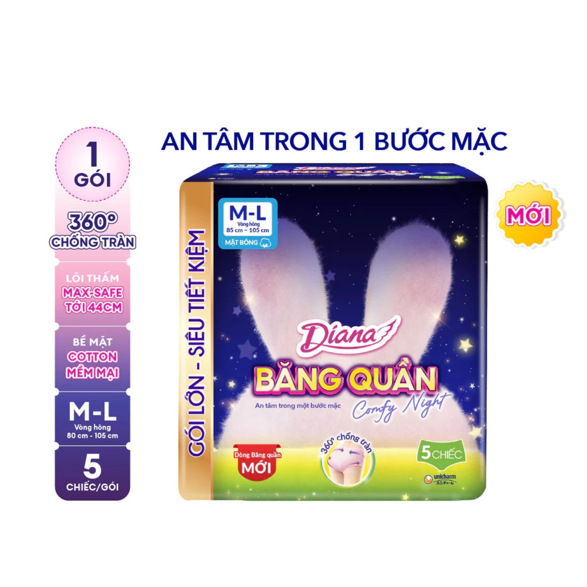 Băng Vệ Sinh Quần DIANA Comfy Night M-L 5 miếng