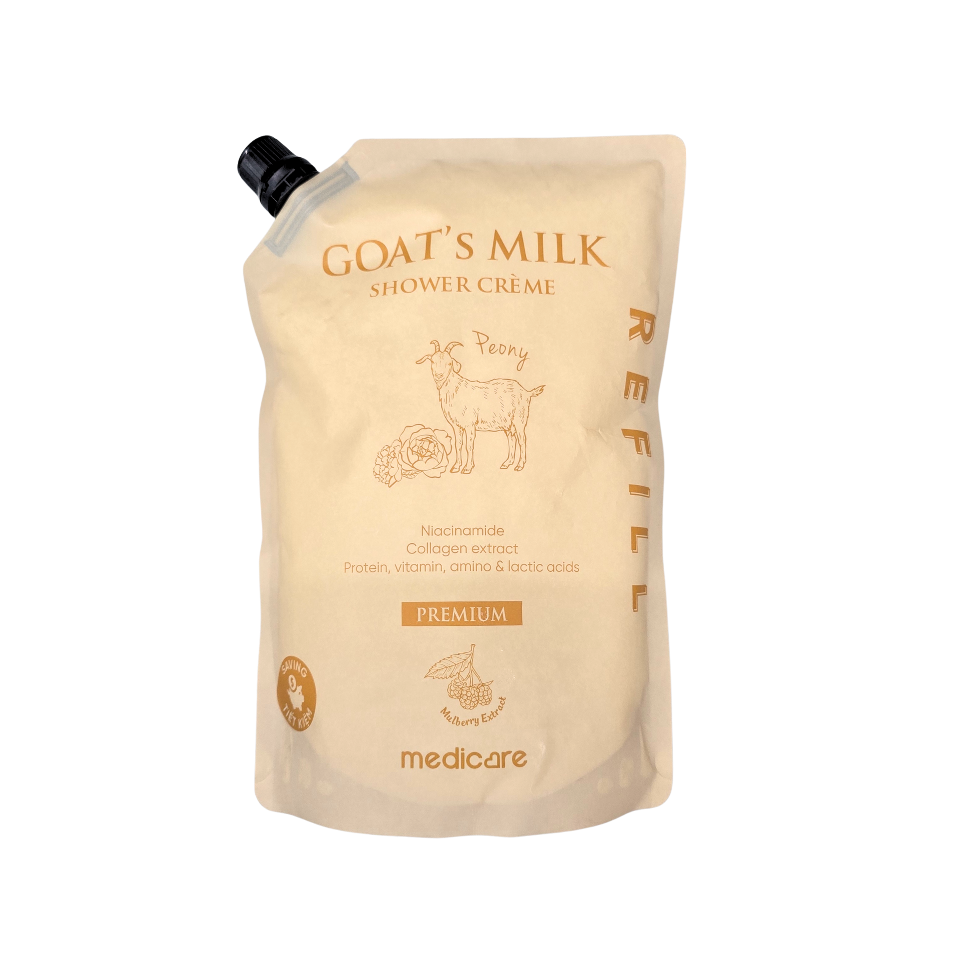 Sữa tắm dê MEDiCARE Premium Hương hoa mẫu đơn | Túi 1L