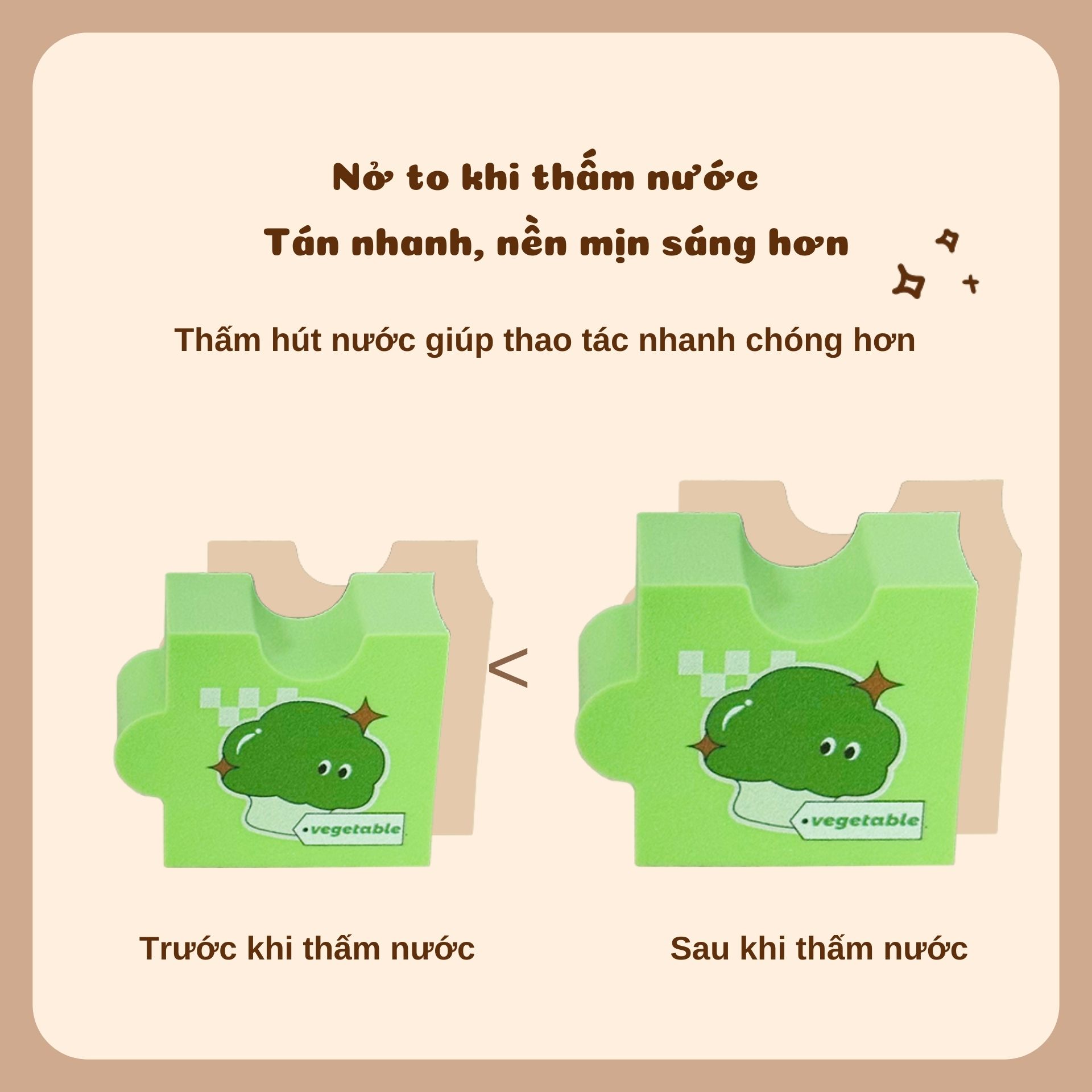 Gói gồm 4 mút tán nền mini với chất liệu mềm mịn cùng thiết kế nhỏ gọn. Dễ thao tác, giúp tán đều lớp nền và che phủ khuyết điểm trên khuôn mặt. Tạo lớp trang điểm mịn màng, tự nhiên.