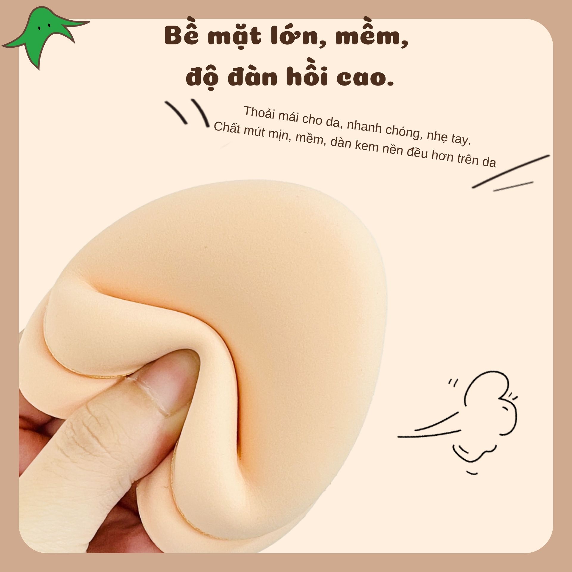 Bộ 2 mút trang điểm gồm một mút lớn và một mút mini hình quả cà tím dễ thương. Chất liệu mềm mịn, đàn hồi tốt. Dùng được cả khô và ướt, giúp tán kem nền nhanh, đều màu, mịn và tự nhiên.